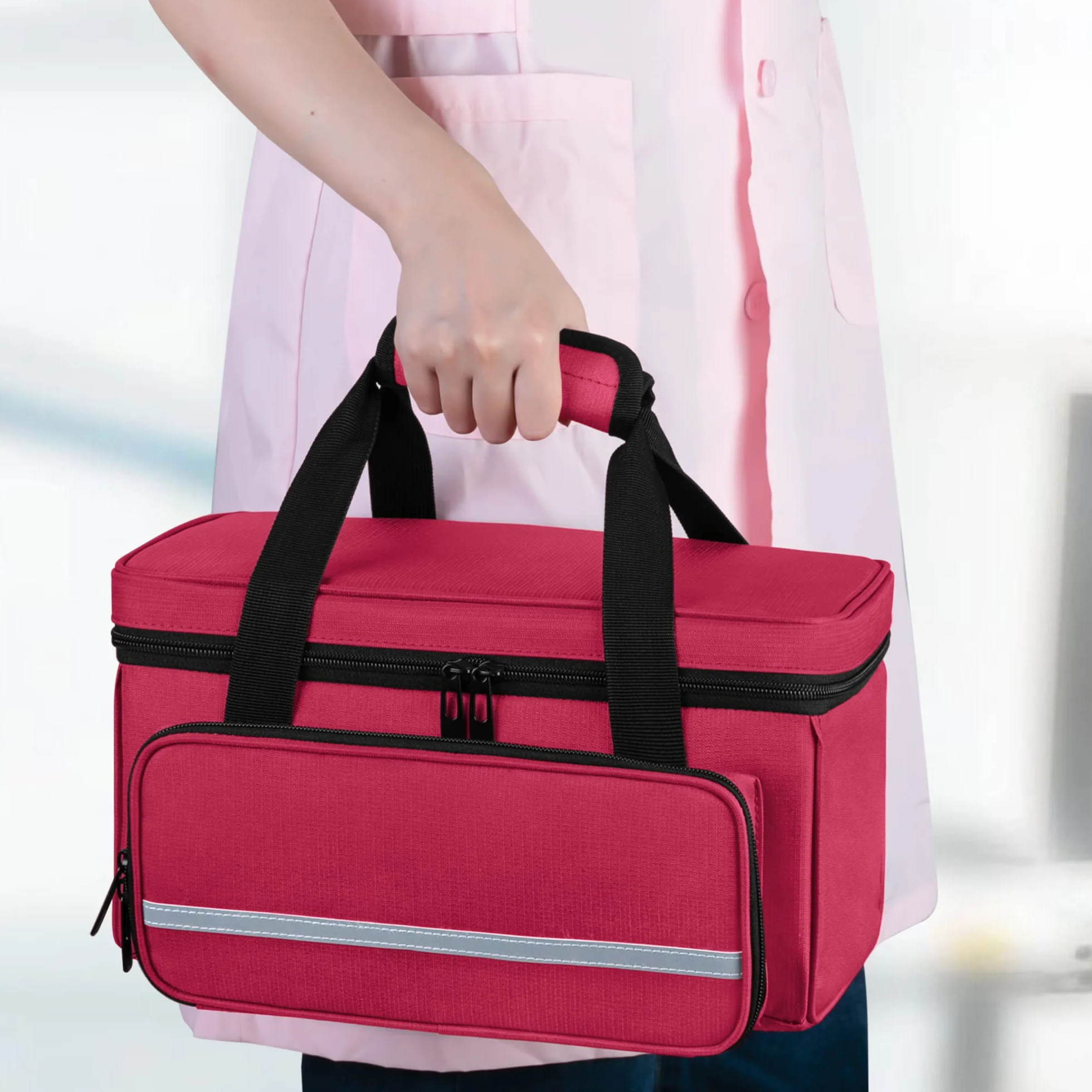 CURMIO Botiquín de Primeros Auxilios Vacío, Bolsa Médica de Emergencia Rojo