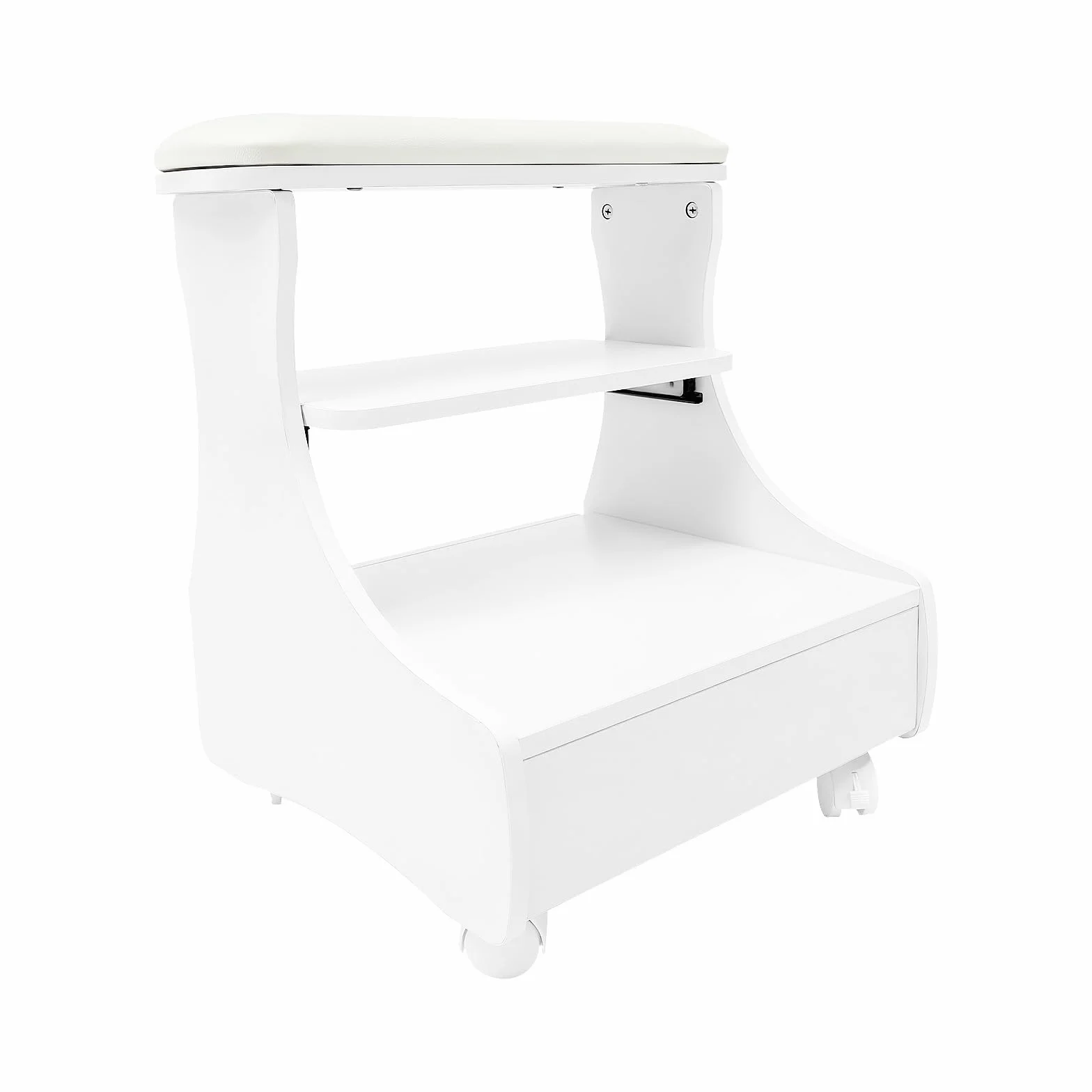 Taburete de Pedicura con Ruedas Reposapiés Blanco para Salón de Belleza