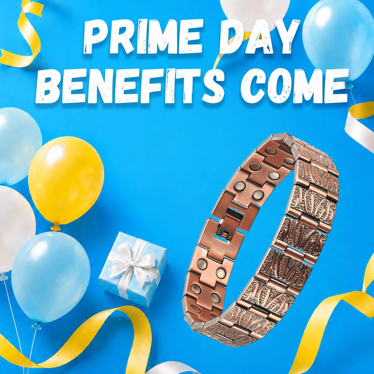 RainSo Pulsera magnética de doble fila de cobre puro ajustable con 3500 Gauss con caja de regalo y herramienta de extracción, Cobre