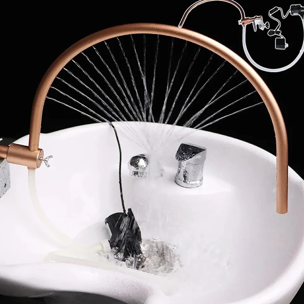 Head Spa Marco de circulación de agua, marco de equipo de spa Head 180° ajustable, accesorios para cama de champú, cascada de marco de salida de agua para terapia de agua,equipo salón de masajes