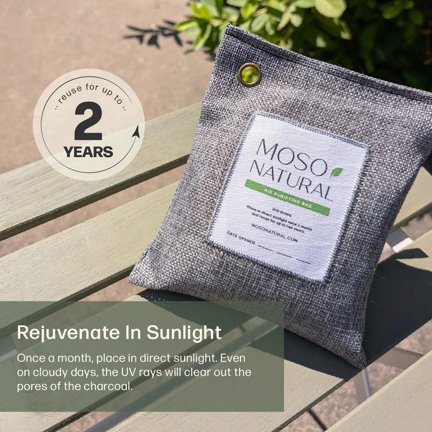 Moso Natural Bolsa purificadora de aire de 200 g (paquete de 3) absorbente de olores de carbón de bambú para el hogar y el automóvil, eliminador de olores de armario, desodorante de habitación pequeña