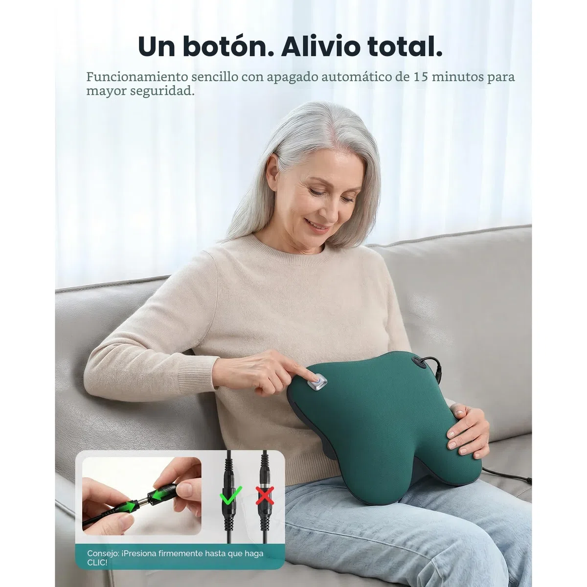 BOB AND BRAD EZBack Masajeador Cervical y de Espalda con Calor, Cojín de Masaje Shiatsu para Cuello, Hombros y Lumbares, Relajación en Casa y Oficina, Regalo Ideal