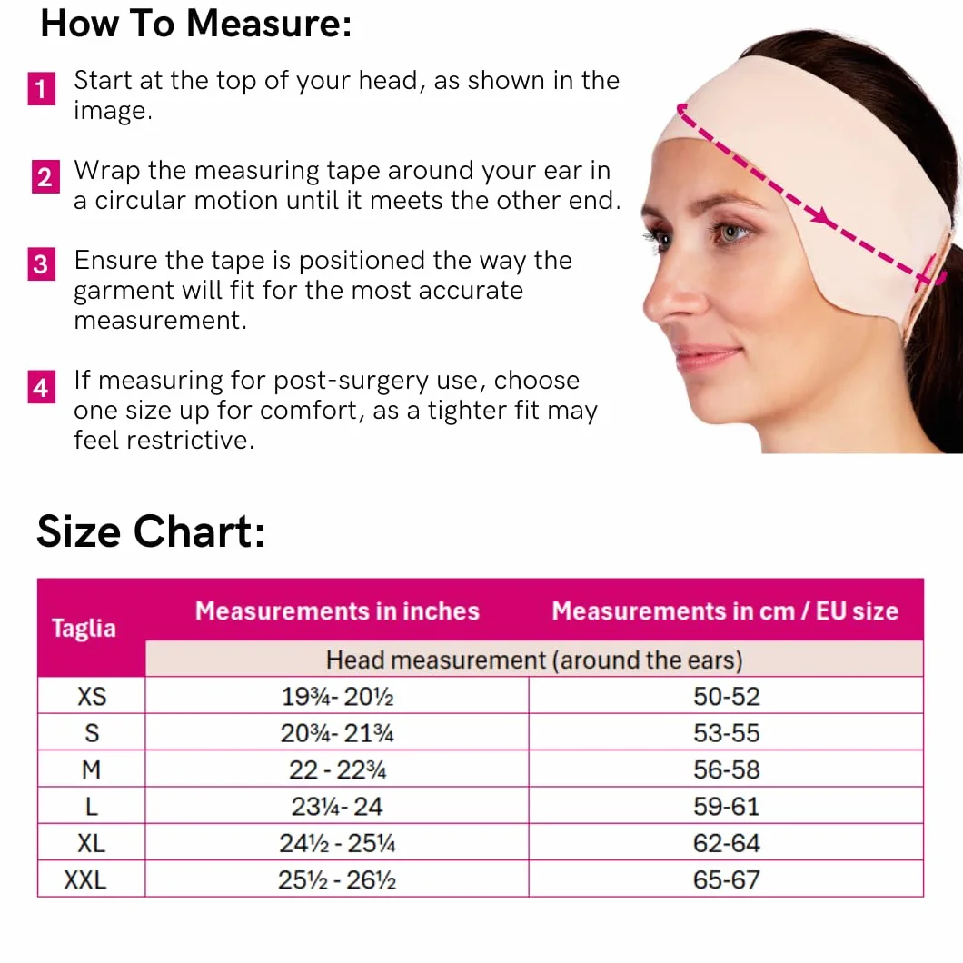 LIPOELASTIC Vendaje de oreja unisex para postoperatorio, prenda de compresión para la oreja, diadema de otoplastia como vendaje de oreja, banda de oreja de cierre automático, cómoda banda