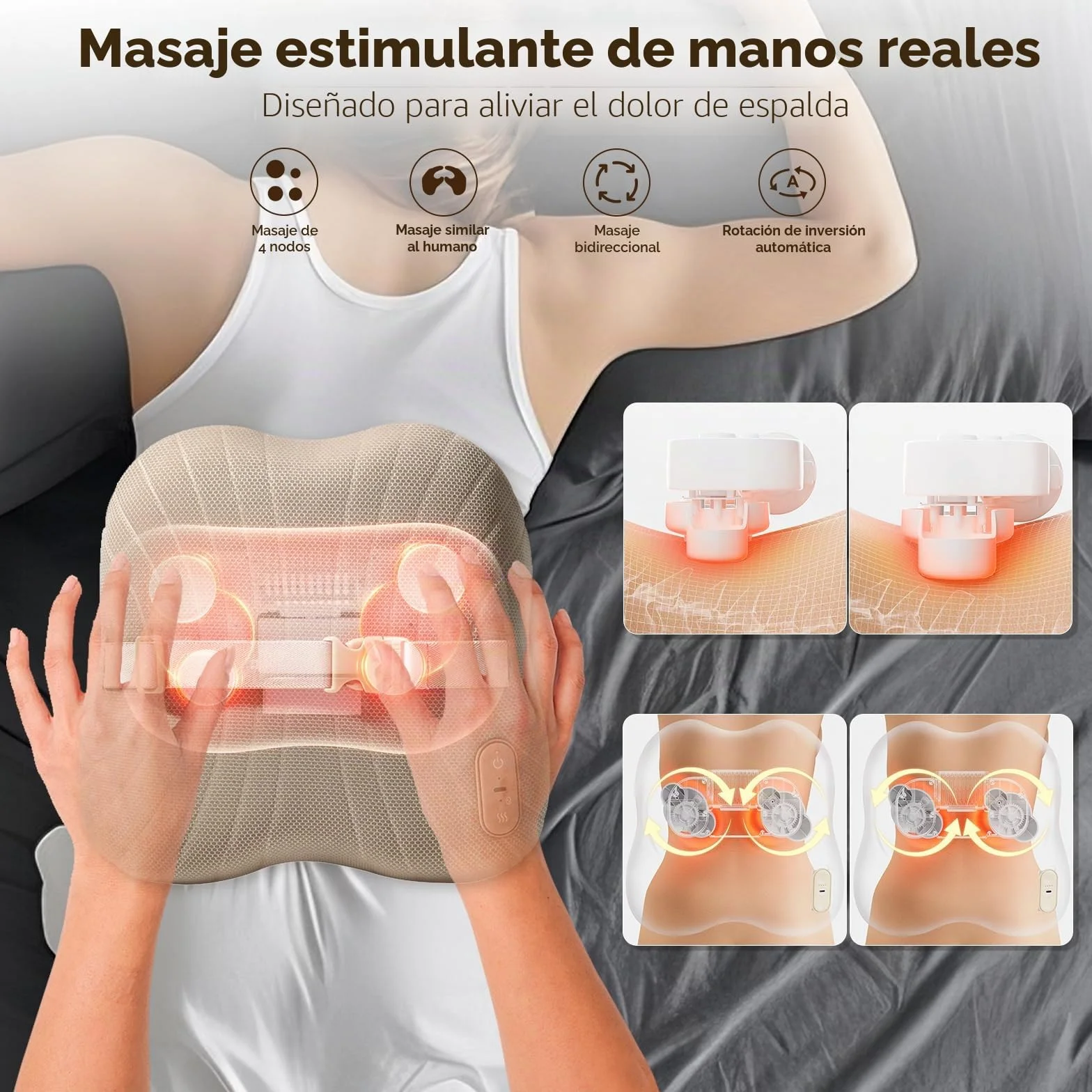 Arboleaf Cojín de Masajeador Shiatsu con Bluetooth y Control por APP, Masajeador de Cuello, Espalda y Lumbar con Calor