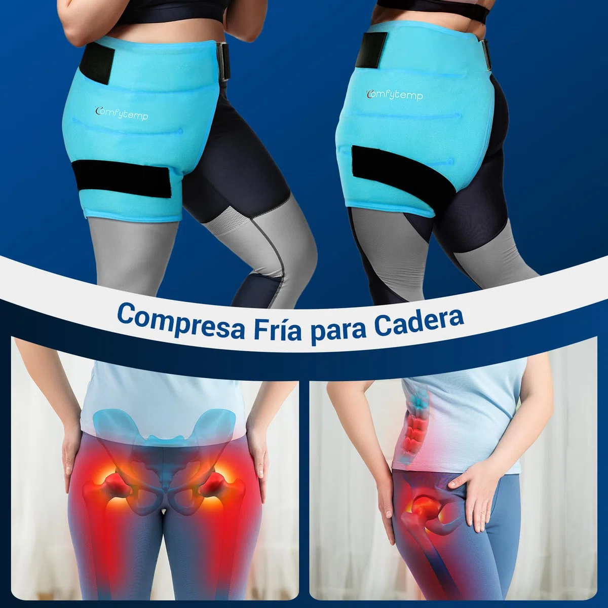 Comfytemp Gran manguito de refrigeración para caderas, para Ciática, Reemplazo de Cadera, Fracturas, Alivio del Dolor, Reutilizable para Terapia Fría y Caliente, Regalo de Frío
