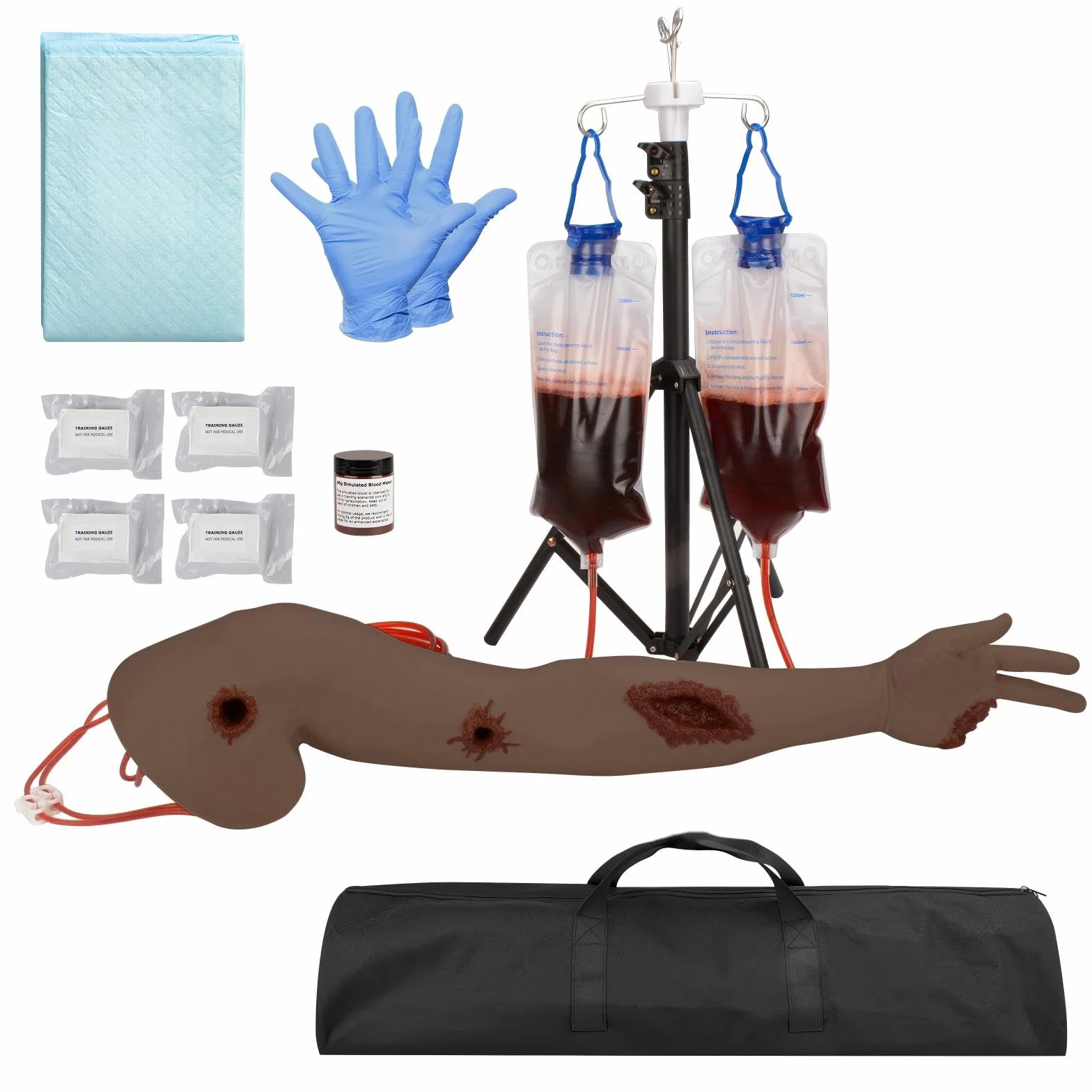 Kit de Entrenamiento de Torniquete y Embalaje de Heridas, Entrenador de Torniquete de Control de Sangrado, Kit de Entrenamiento para Detener el Sangrado para Clases Médicas - Oscuro