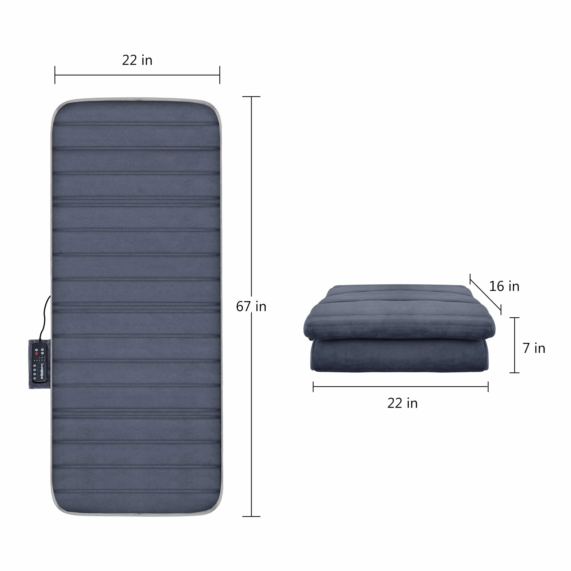 COMFIER Colchón de Masaje Eléctrico 10 Motores Vibrantes Almohadilla Térmica 2 Terapias Apagado Automático