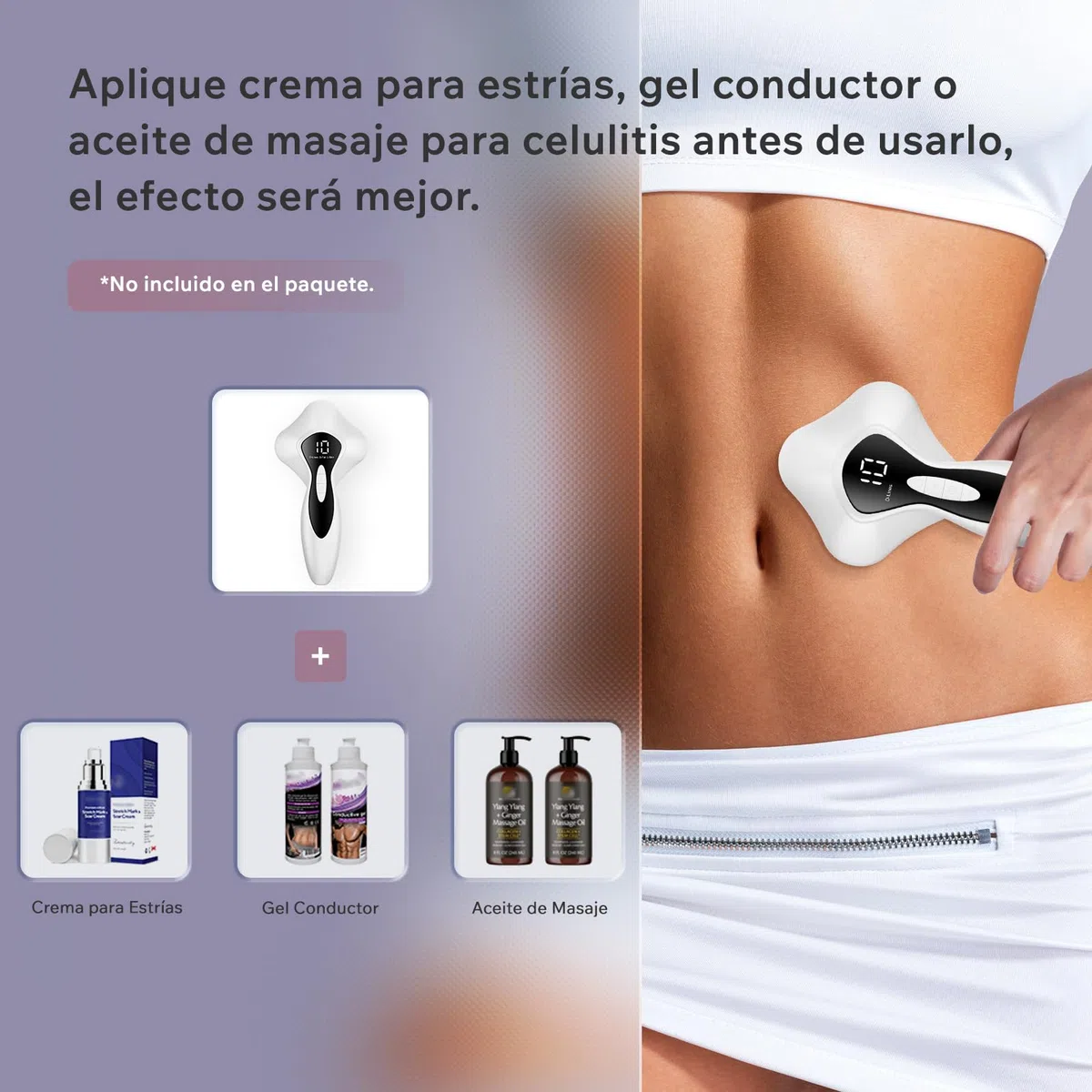 Masajeador Anticelulítico Profesional, 3 en 1 Masajeador Anticelulítico Eléctrico Unisex para Cintura, Vientre, Brazos, Glúteos y Piernas (Blanco)