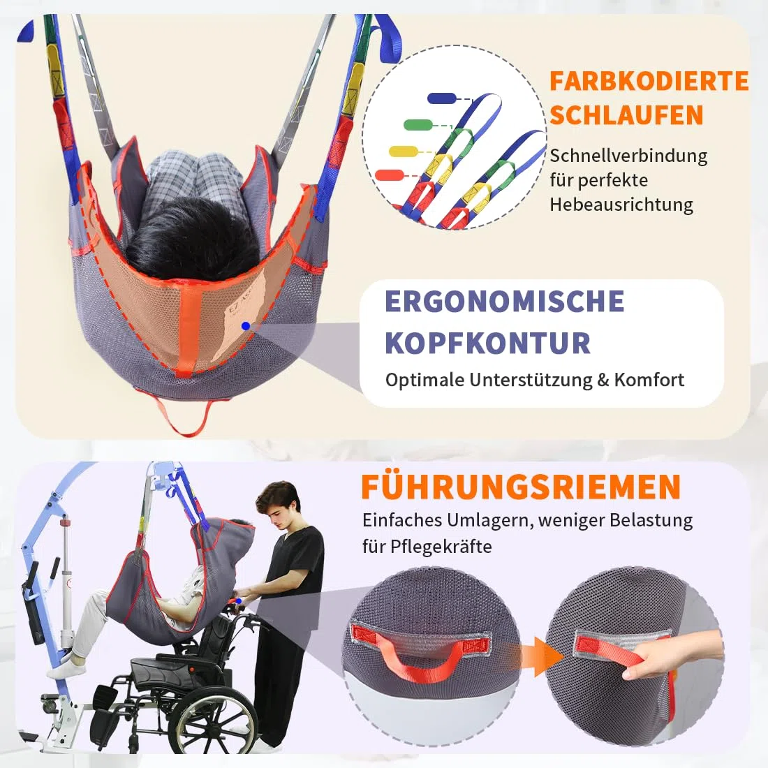 EZ Assistive Correa universal para pacientes de cuerpo completo, para posicionamiento de cama y asistencia al baño, correa de transferencia para personas mayores, bariátricos, discapacitados,