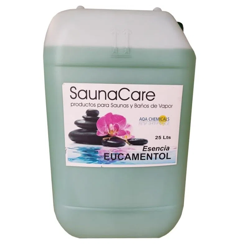 Esencia para Saunas y baños de Vapor. Aroma Eucamentol (eucalipto y mentol). Botella 25 Lt.
