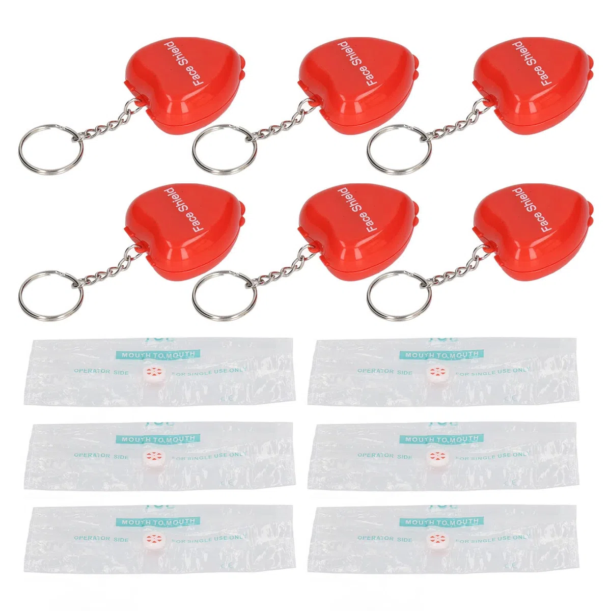 6 Piezas Mascarilla de Rescate de Primeros Auxilios RCP, Protectores Faciales para RCP con Válvula de una Vía Llavero Portátil de Bolsillo con Cubierta Facial para Niño Adulto