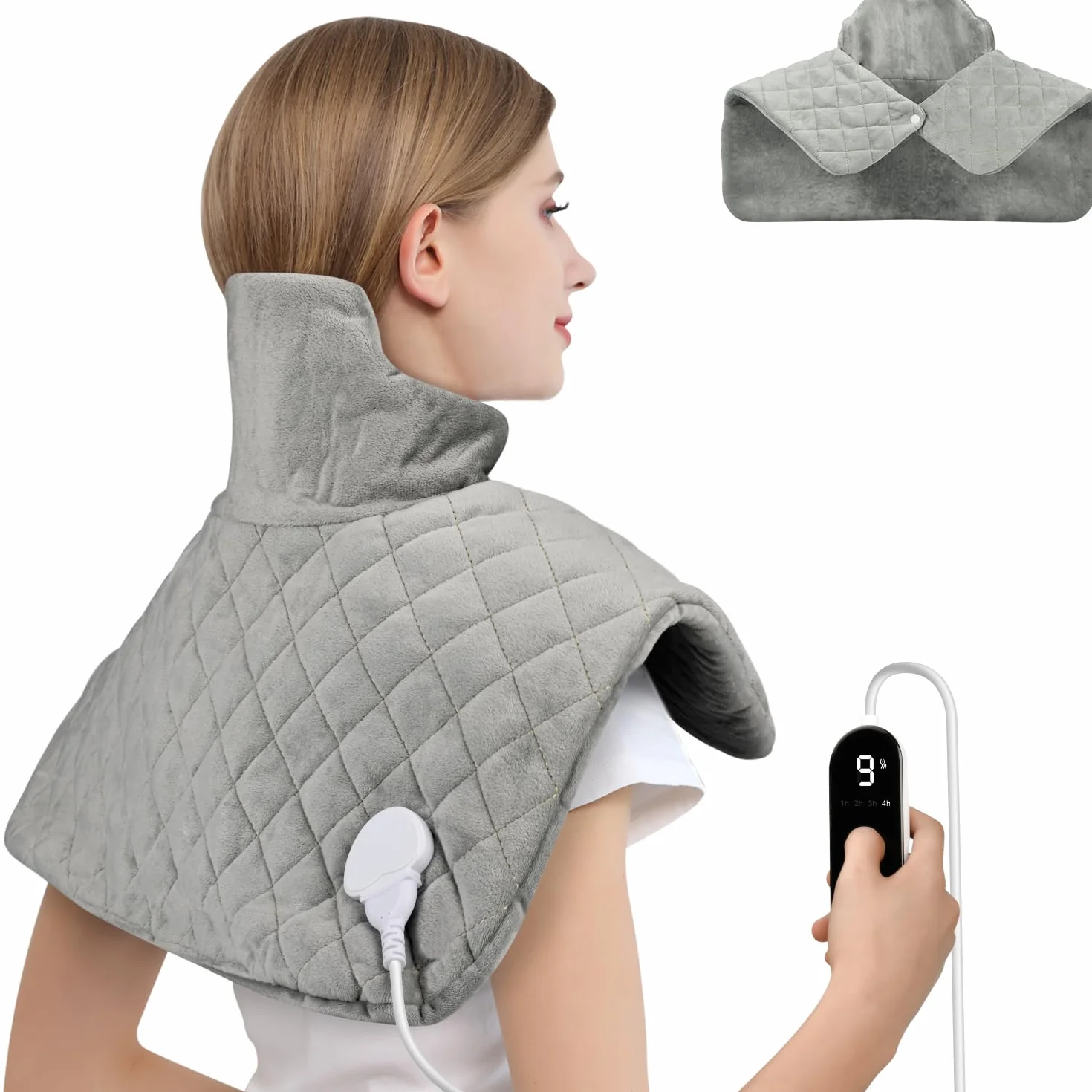 Onherm Almohadilla Eléctrica Cervical 48×58 cm Manta Térmica Apagado Automático 9 Niveles Temperatura Franela Lavable Máquina
