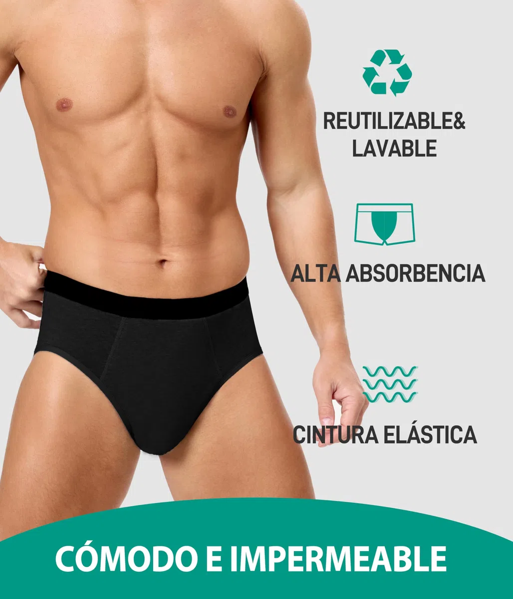 Calzoncillos Incontinencia Hombre 3 Pack, Calzoncillos per Incontinenza in Algodón Lavabile con Assorbente 150ml di Volume di Urina, Mutande Riutilizzabili a Prova di Perdite(Negro, XL)
