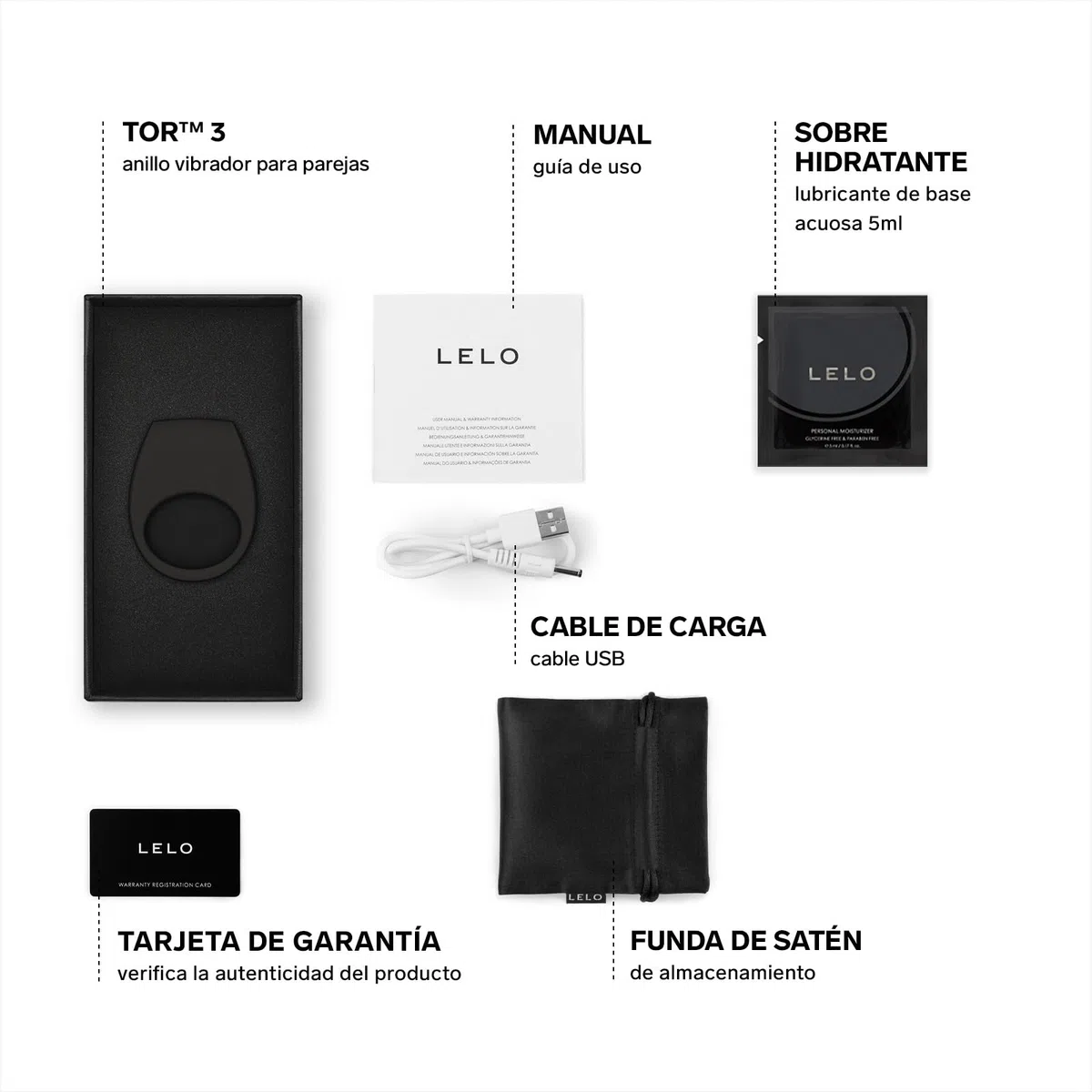 LELO TOR 3 Anillo Pene Masculino Vibrador en Conectado a Aplicación y con 8 Modos para Intensificar el Placer, Black