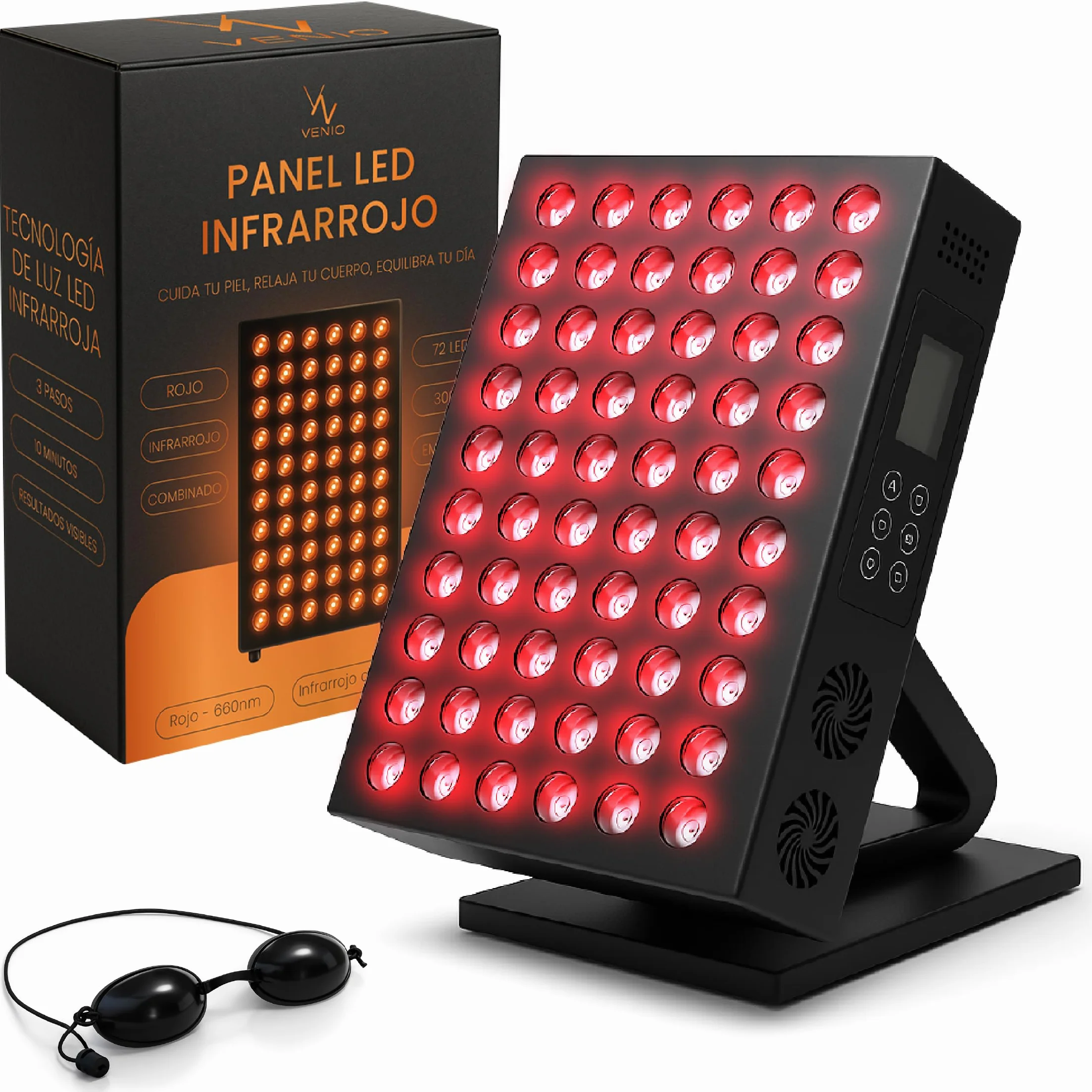 Panel de Luz Roja 660 nm e Infrarroja 850 nm- Terapia Luz Roja para Dolor Articular, Muscular y Piel - Lampara Infrarrojos para Tratamiento Facial y Corporal en Casa