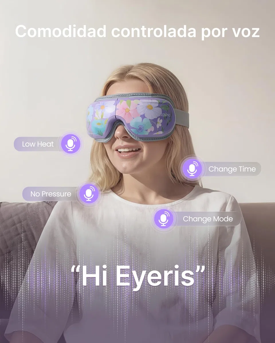 RENPHO Masajeador de Ojos con Calor y Frío y Control por Voz, Regalos Originales para Mujer Mamá, Antifaz Masajeador para Migraña, Ojos Secos y Alivio del Estrés - Eyeris 3