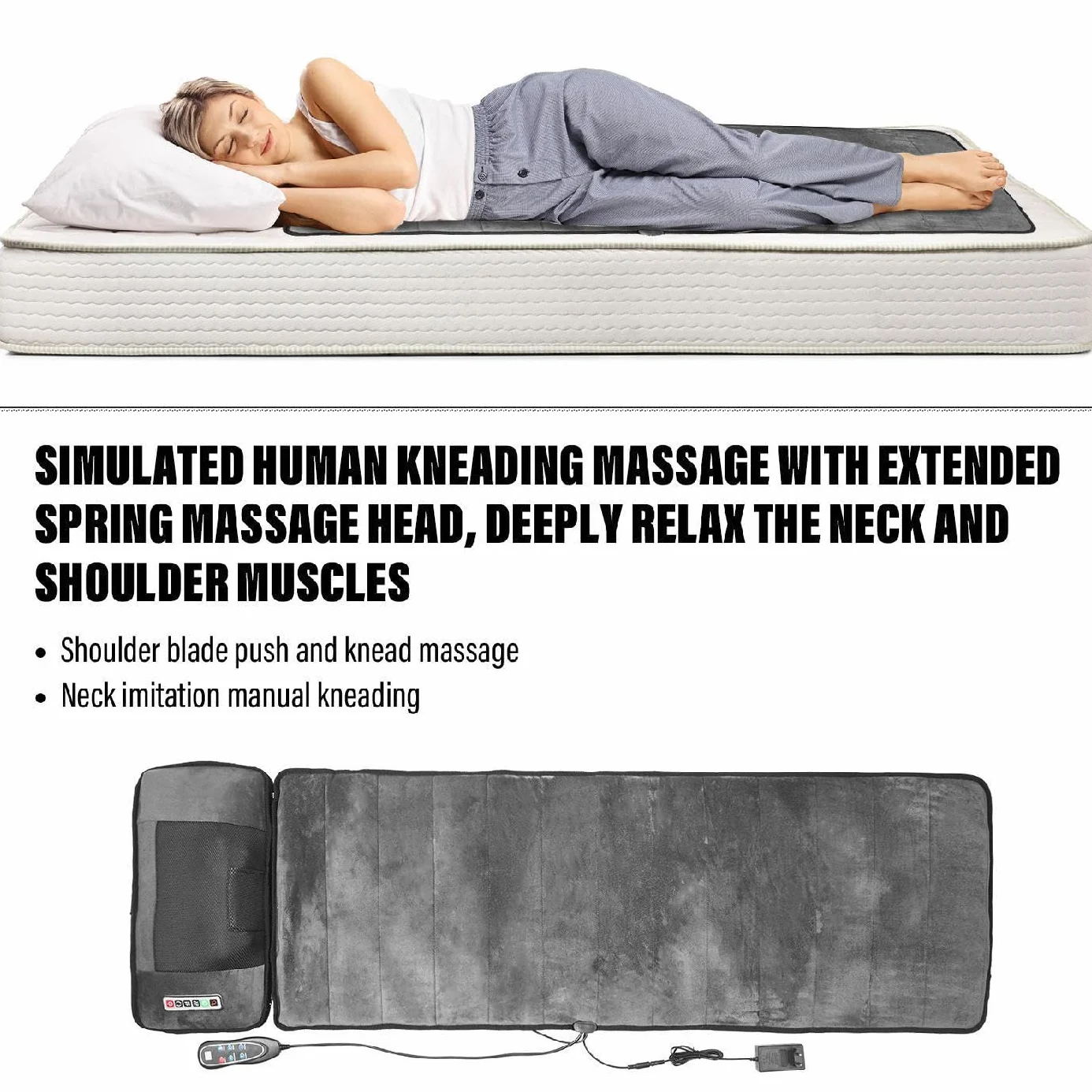 Colchoneta De Masaje De Cuerpo Completo 50x165cm,colchón De Masaje Inteligente De 9 Velocidades Con Cojín Lumbar Inflable Con Control Remoto,masajeador De Espalda De Cuello Hombros Para Aliviar