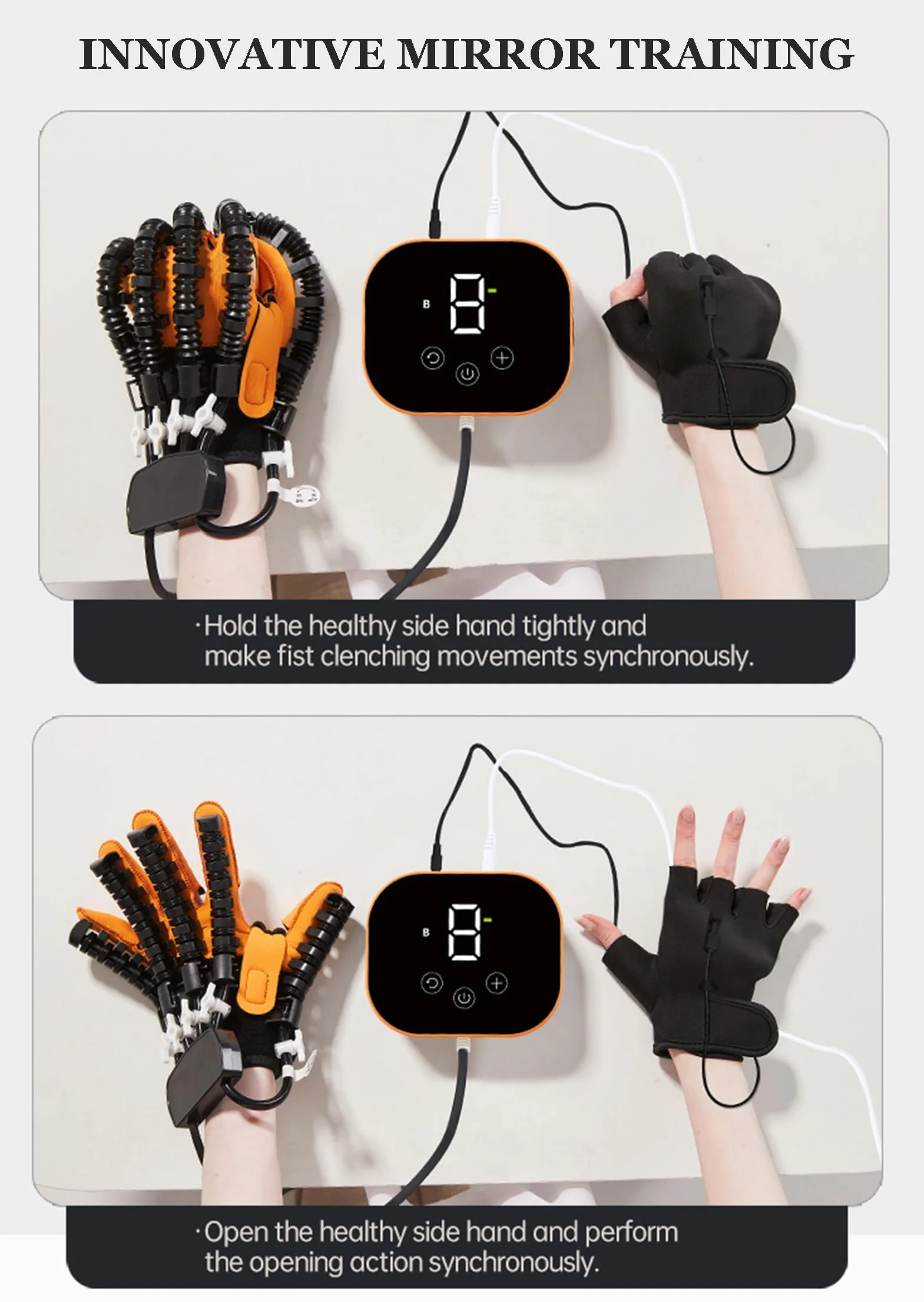 Guantes de rehabilitación robótica versión actualizada,hemiplejía y accidente cerebrovascular órtesis de Dedo,Equipo de Entrenamiento para aliviar calambres