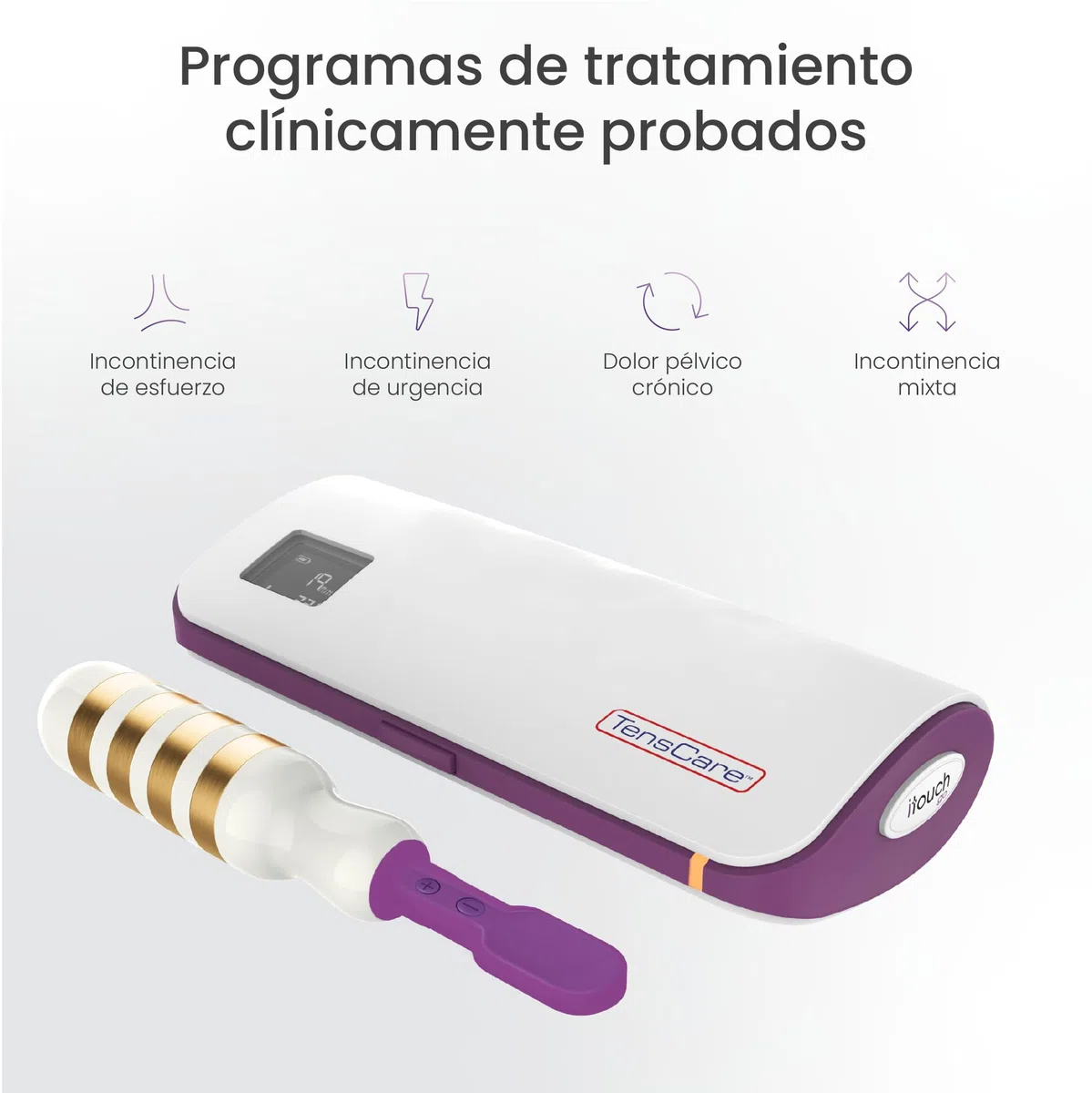 TensCare iTouch Go Gold Entrenador Pélvico Inalámbrico | Sonda de oro sin níquel con EMS para incontinencia, control de vejiga y recuperación posparto.