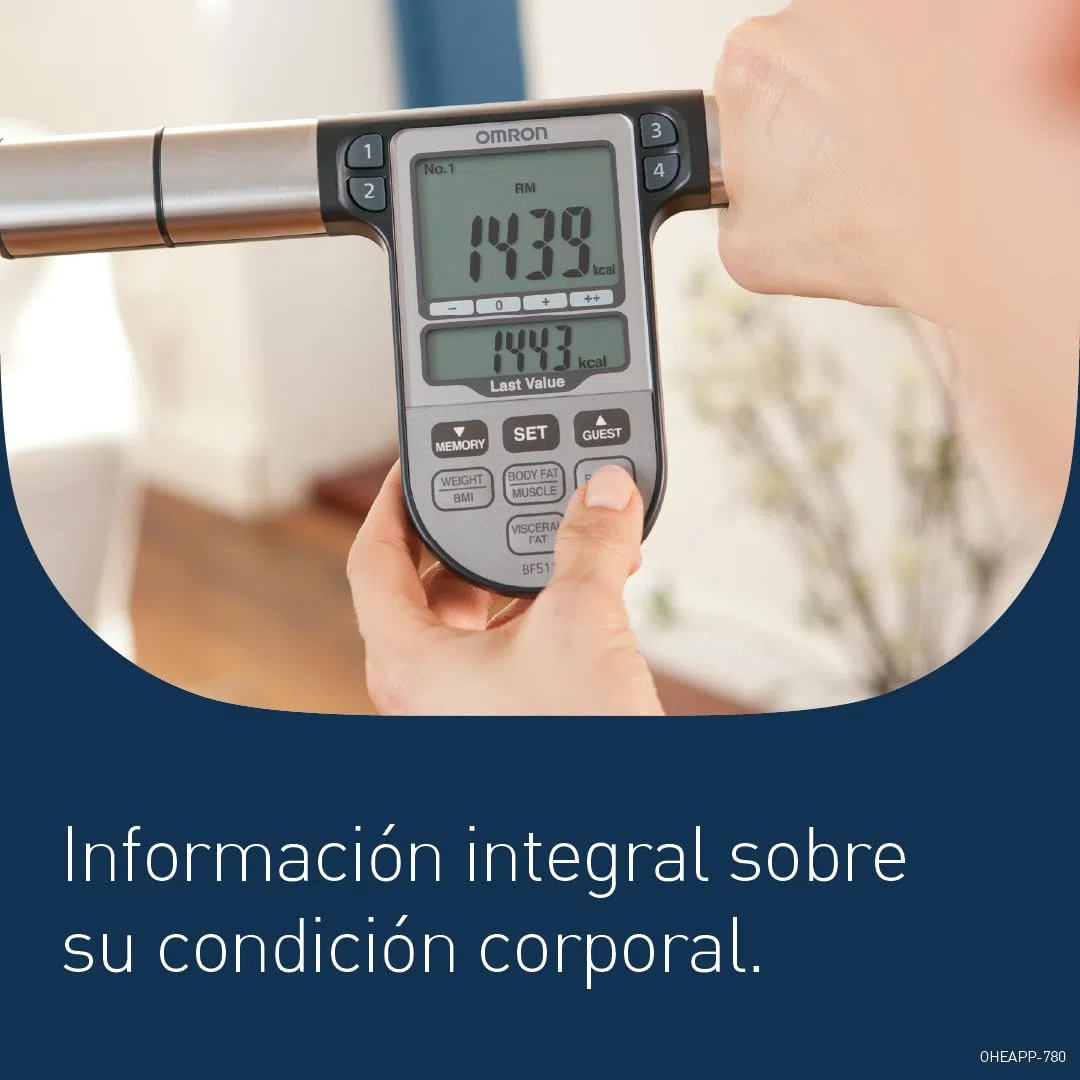 OMRON BF511 Monitor de composición corporal, validado clínicamente, con 8 sensores de alta precisión para medir en manos y pies