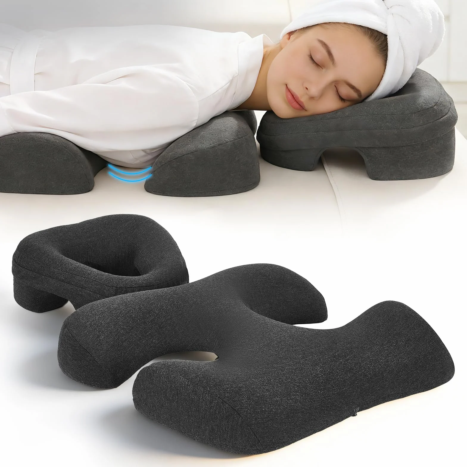 Juego de reposacabezas de masaje, cojín de pecho y cojín facial, suave y cómodo, reposacabezas de masaje para el pecho, cabecero de masaje para cama, salones de belleza, spa, hogar