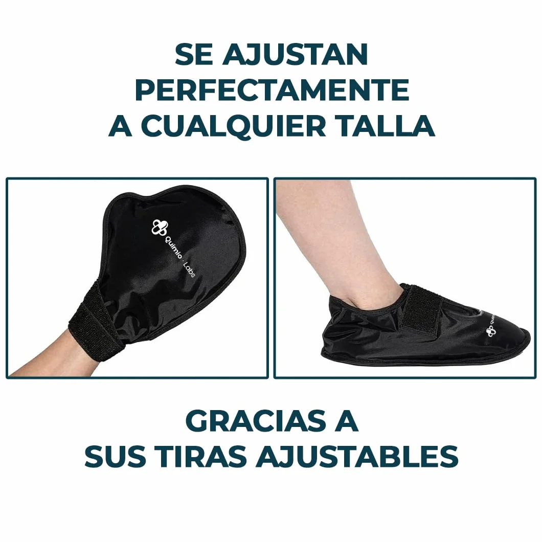 Kit Quimioterapia Guantes y Calcetines de Gel Frío para Manos y Pies | Ayuda a Reducir Molestias y Sensibilidad | Bolsa Isotérmica Incluida | Reutilizable | Negro