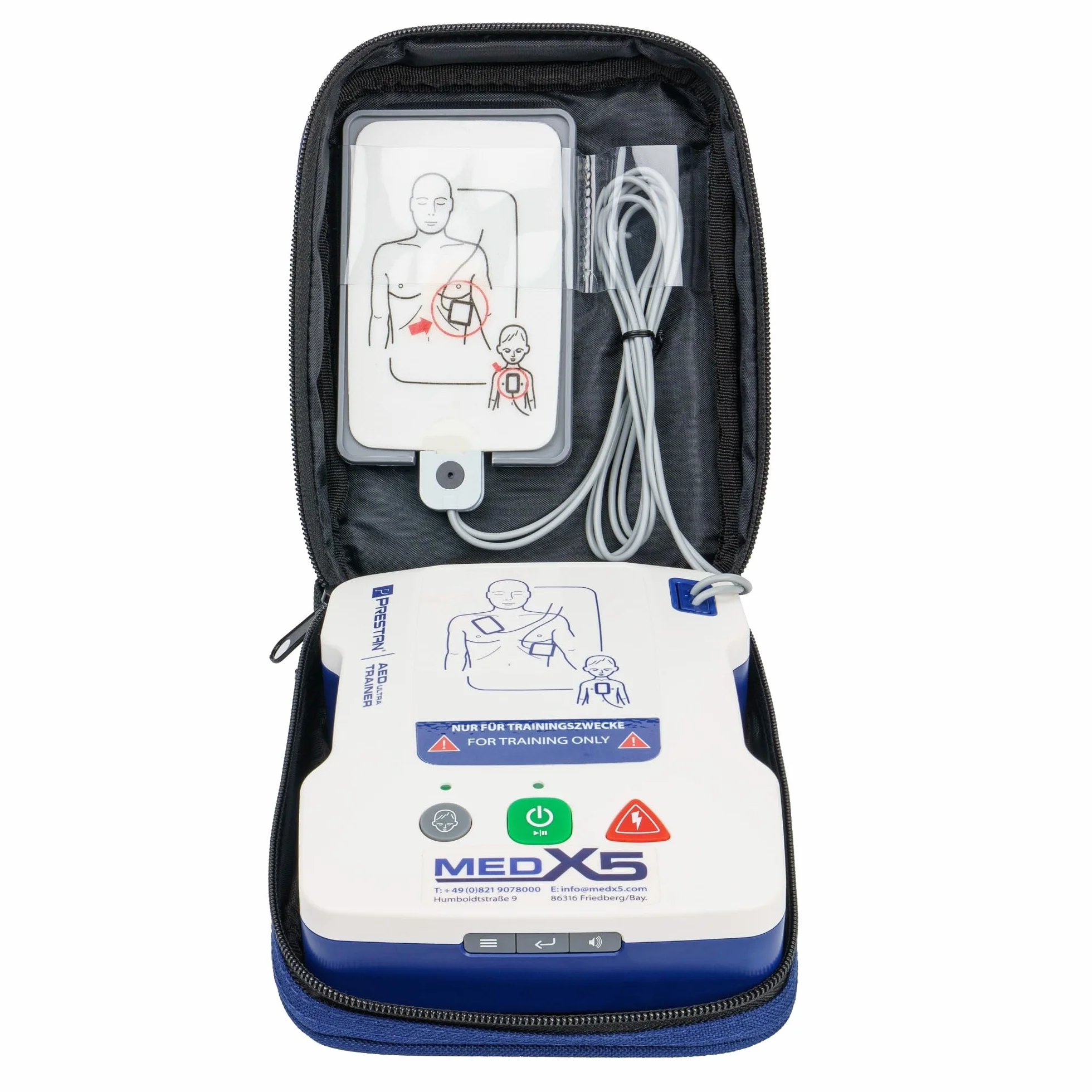 MedX5 Universal AED/defibrilador UltraTrainer, alemán/inglés, 3 años garantía