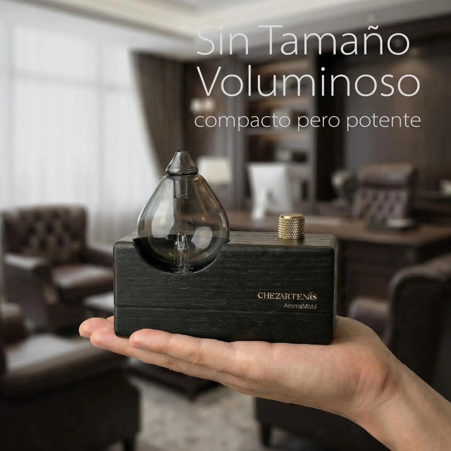 Black Obsidian Difusor Aceites Esenciales Sin Agua, Nebulizador Aromaterapia Vidrio Ahumado y Madera Negra, Ambientador Moderno Inalámbrico Recargable, Decoración artística para Hogar Oficina y Yoga