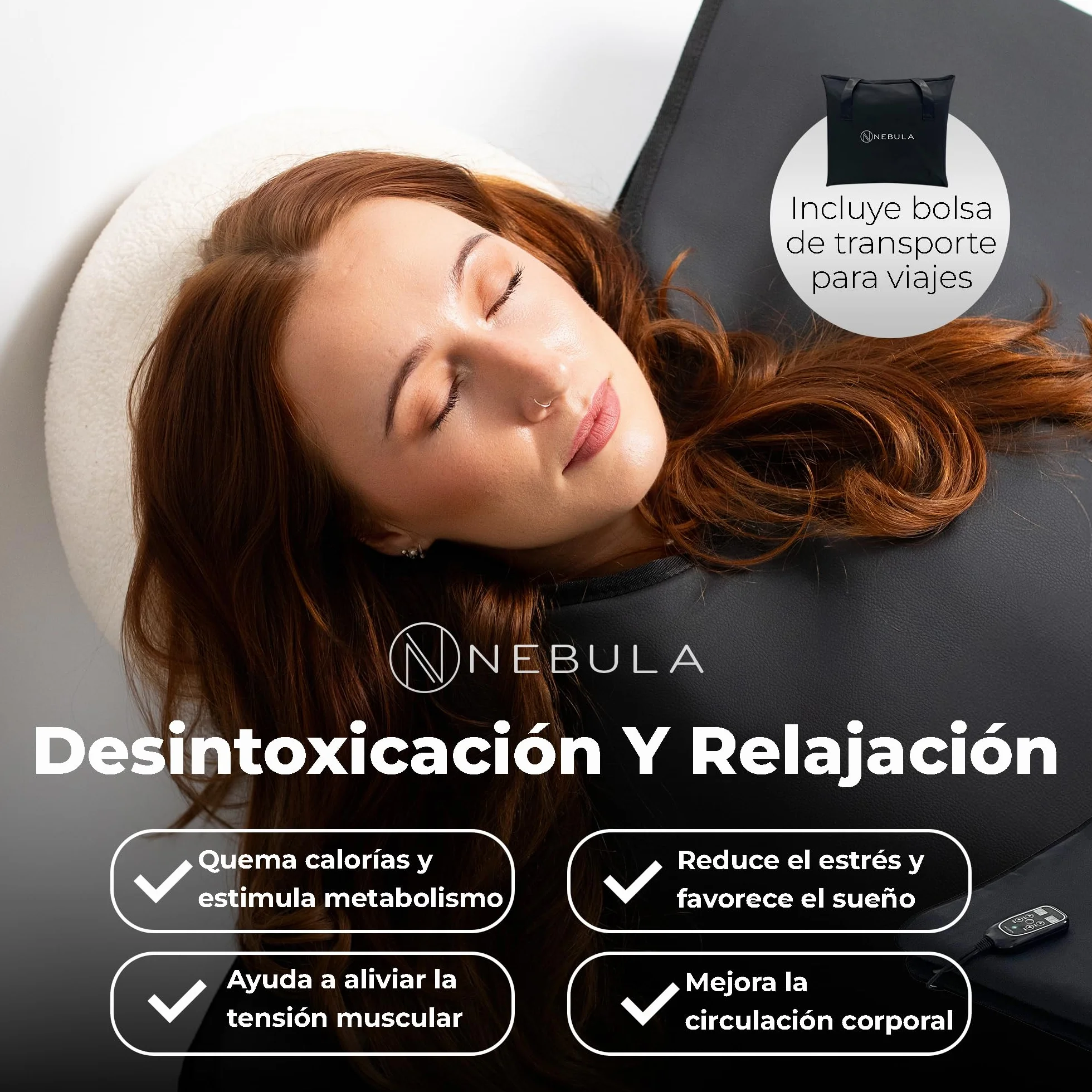 Nebula Manta Sauna Infrarroja 500W | Impermeable Portátil Home Spa Para La Recuperación Rápida, Relajación, Desintoxicación | Incluye Controlador De Mano Y Bolsa