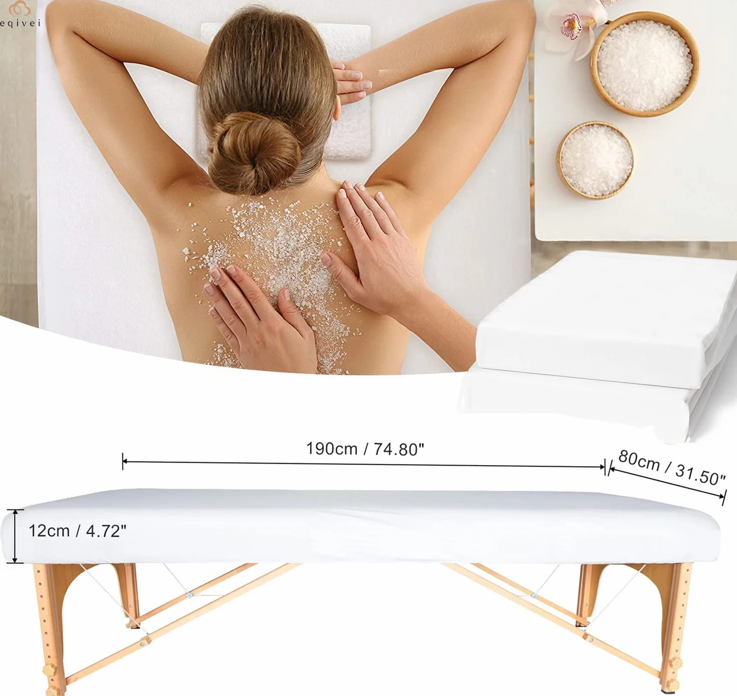 eqivei 2pcs Funda para Camilla de Masaje, 80 x 190cm Impermeable Funda de Cama de Masaje, Lavable Funda para Mesas de Cosméticos y Bancos de Terapia