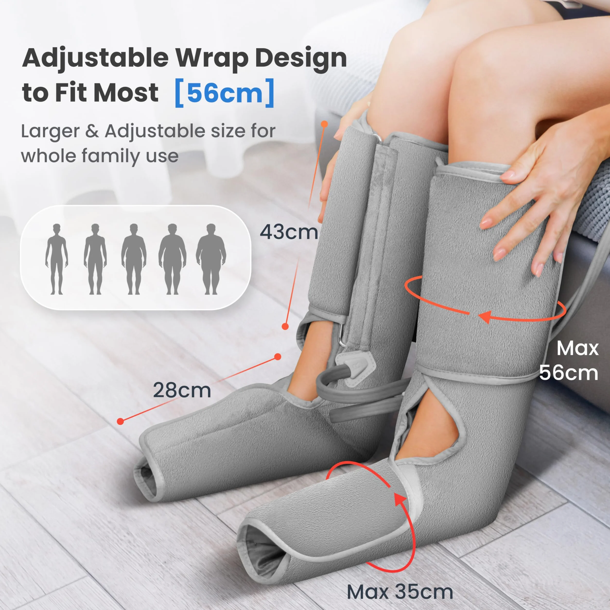 COMFIER Masajeador de Piernas con Compresión y Calor, Botas de Masaje para Pantorrillas y Pies, 3 Intensidades, Regalo