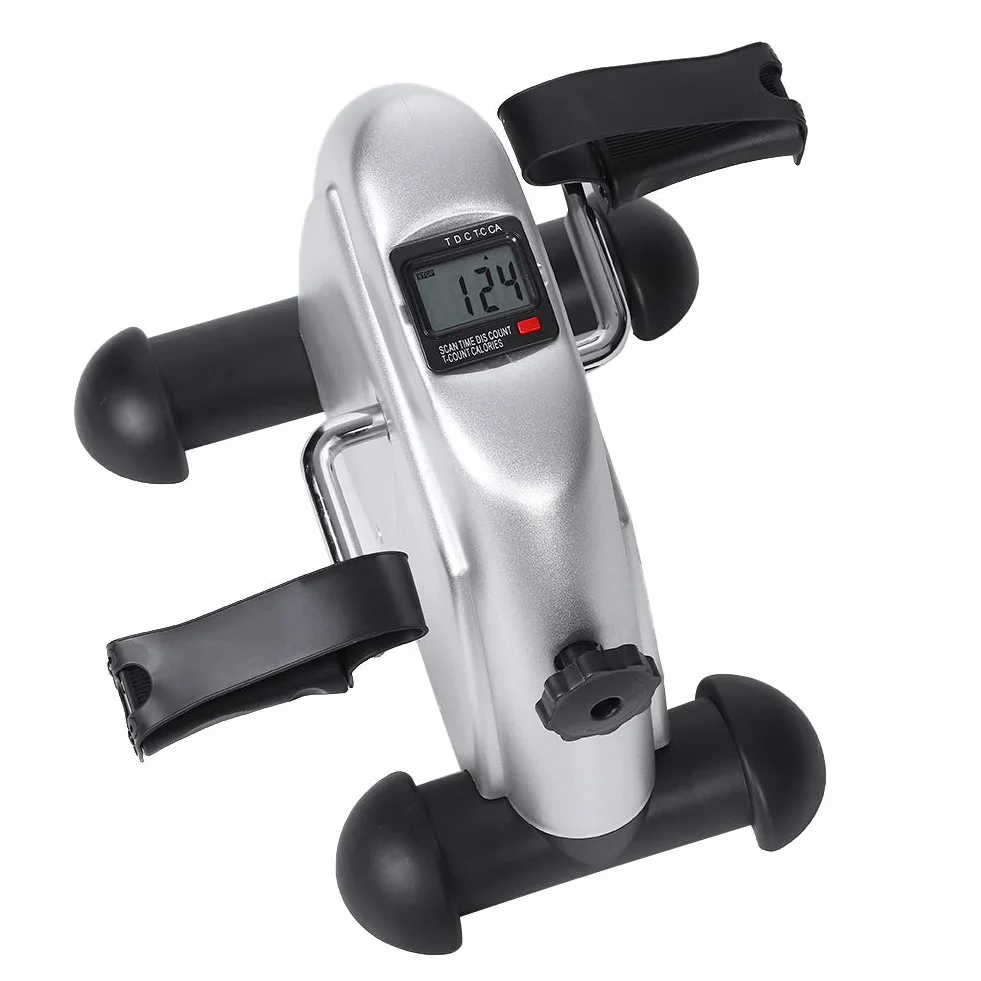Mini Ejercitador Portátil con Monitor Digital Pedal Estacionario para Manos y Pies Entrenamiento Cardiopulmonar Rehabilitación Fisica