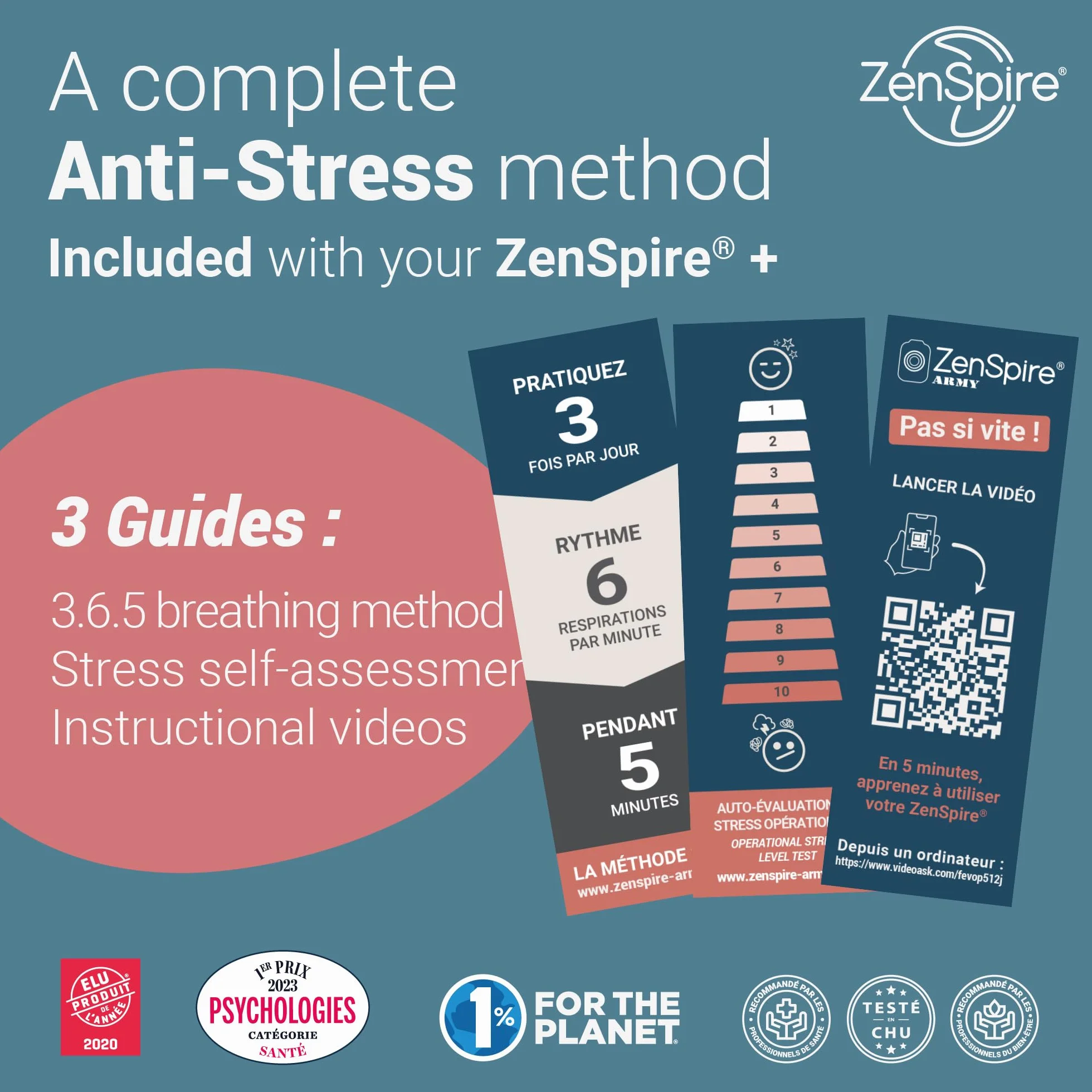 ZENSPIRE+ Dispositivo antiestrés para relajación y meditación con luz zen, sonido y vibración
