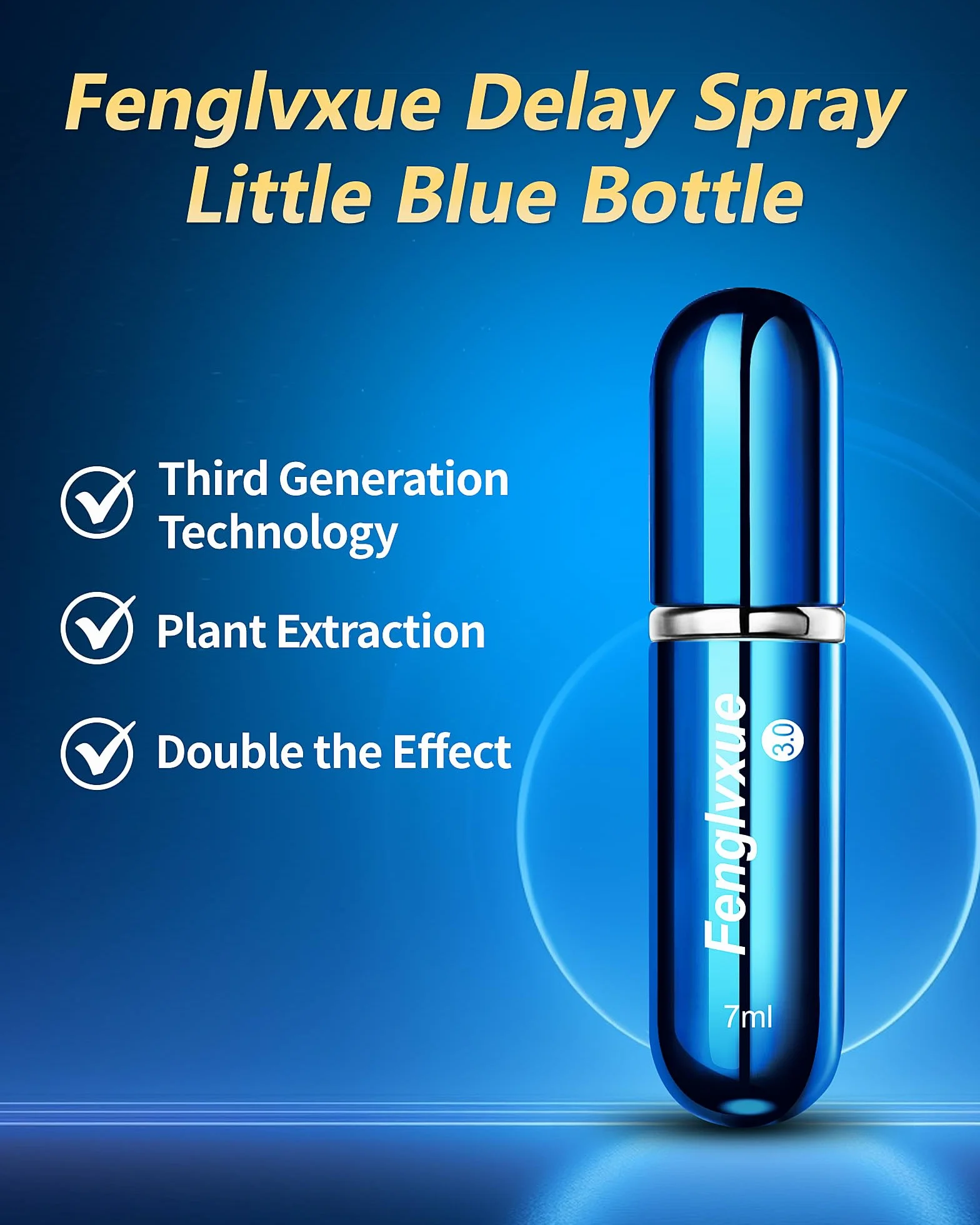 Spray Retardante para Hombres, Spray para Mejorar el Rendimiento y Durar Más Tiempo, tecnología de tercera generación 3.0, 0.24 oz (7 ml)