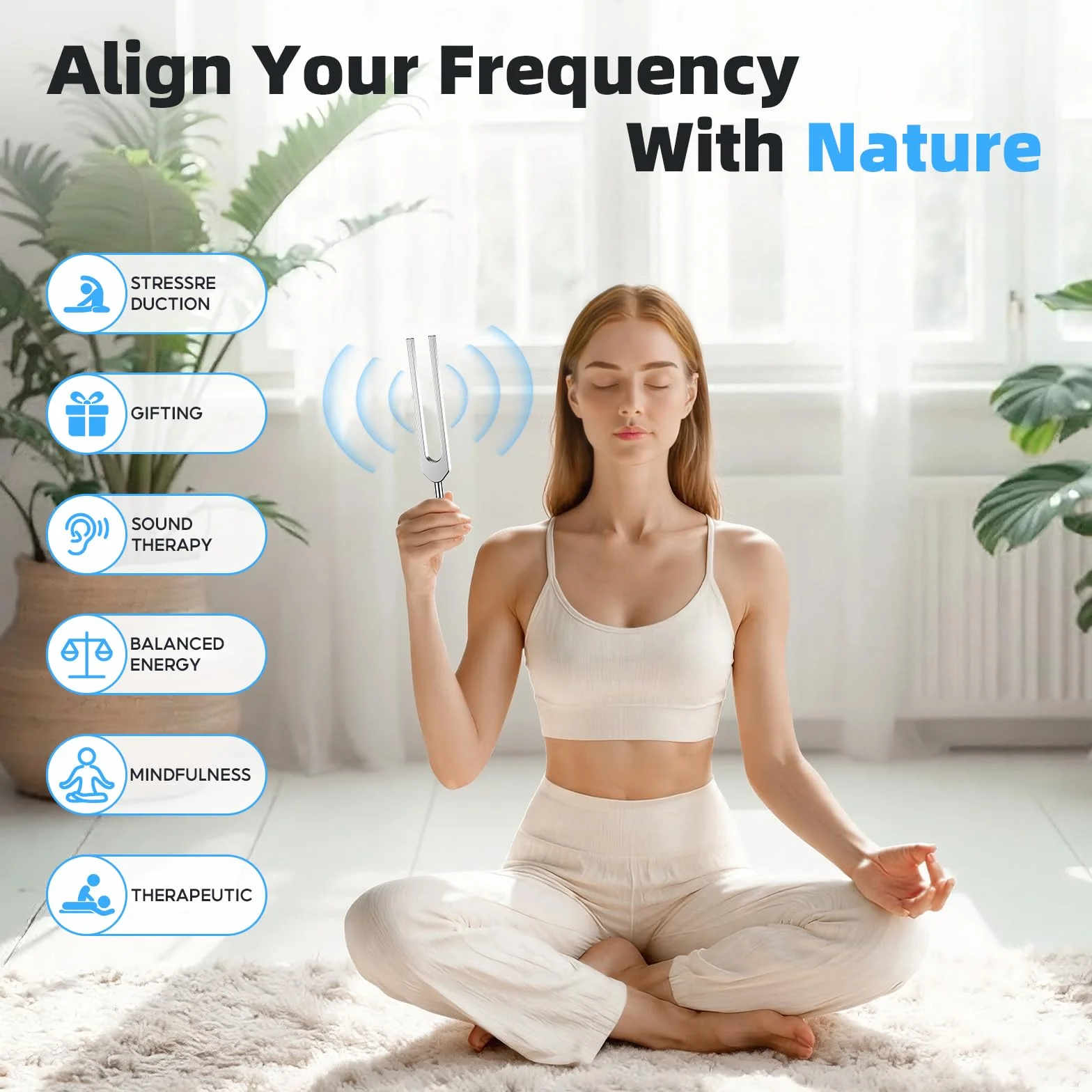 Diapasones Terapeuticos 128 Hz 256 Hz 512 Hz Terapia de Sonido Ajuste de Chakras Meditacion Yoga