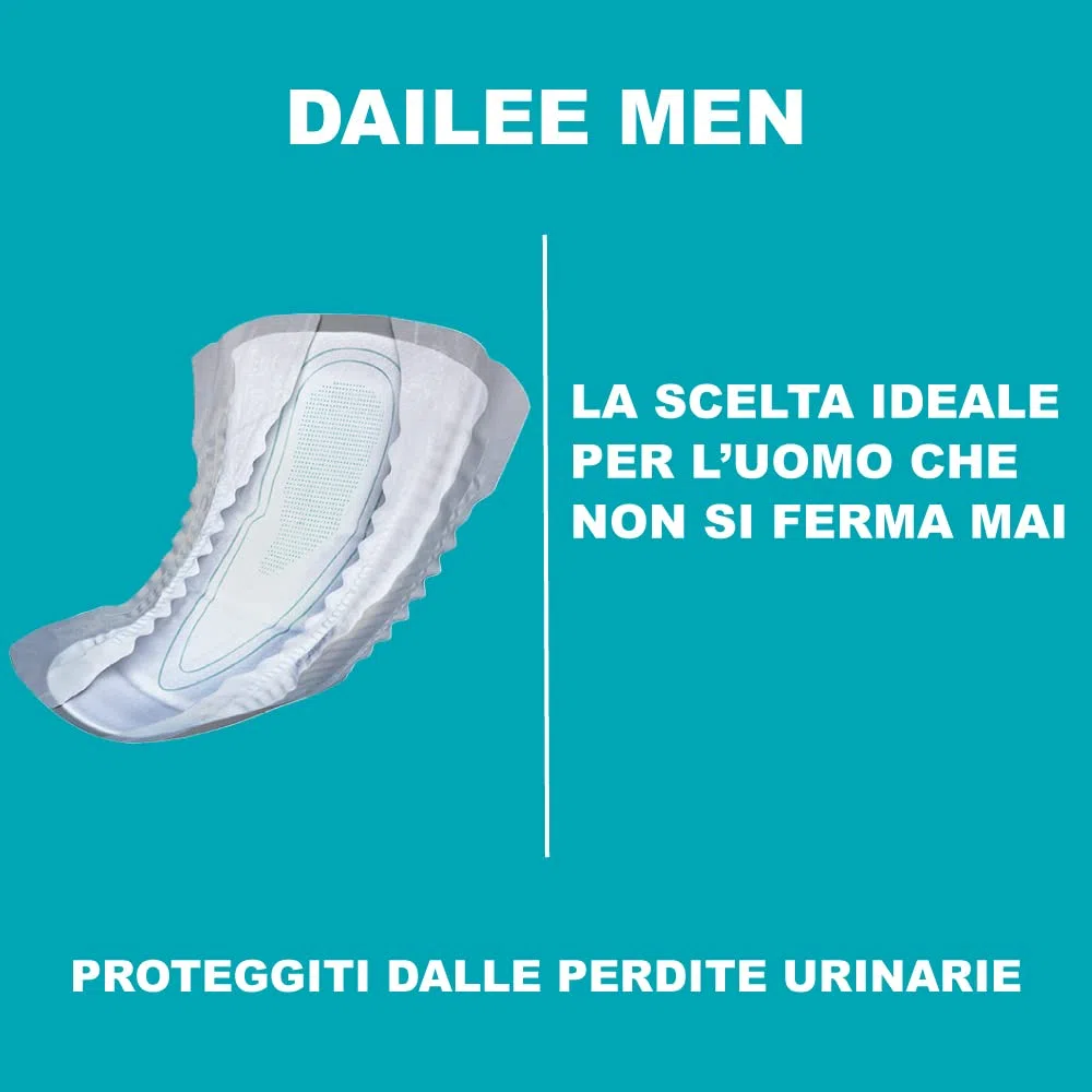 Dailee Men Nivel 3-180x Compresa Protectora y Absorbente para Hombre - 4 Gotas - Máxima Discreción contra Incontinencia Urinaria - Paquete Mensual