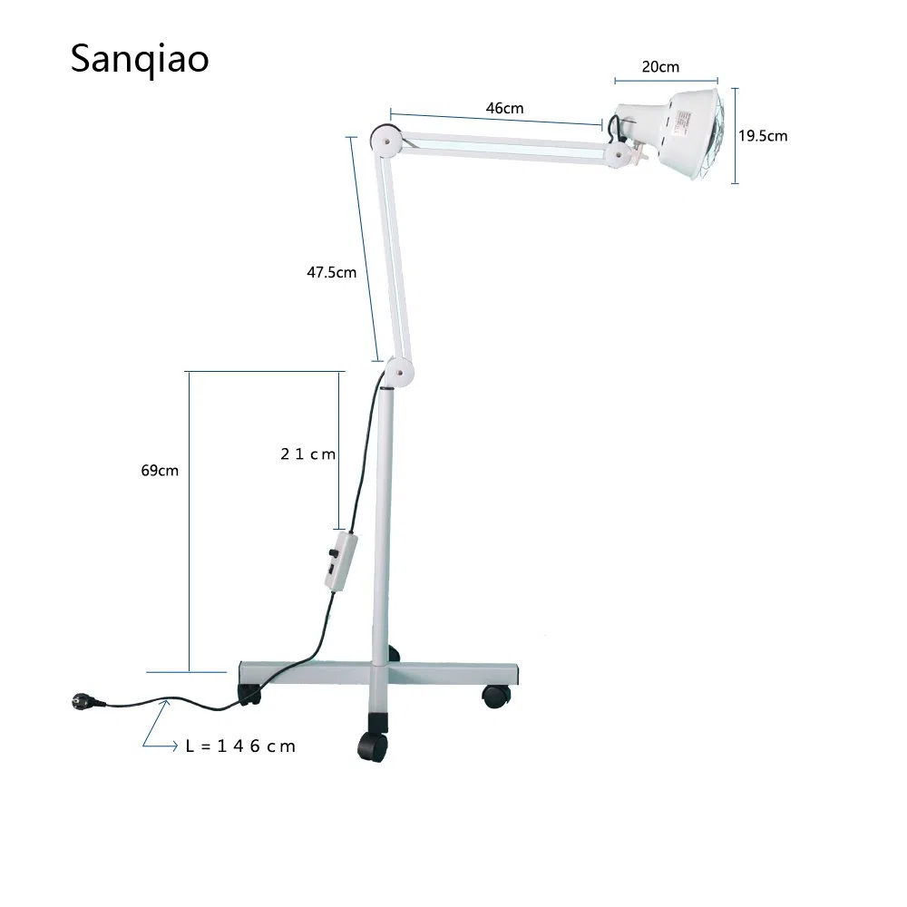275W Lámpara Flexible Infrarroja para Termoterapia en Pie con Ruedas, Alivio para Dolores Musculares