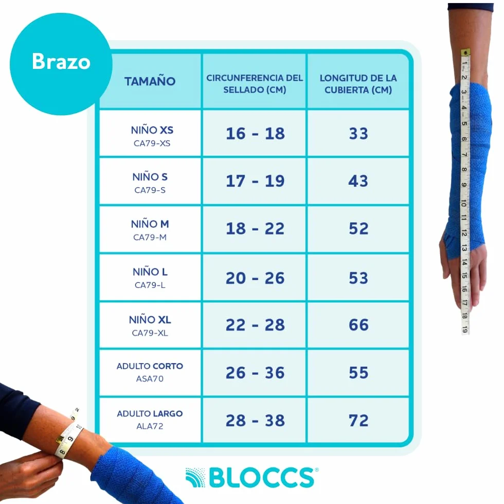 Bloccs Protector para brazo enyesado impermeable - Natación, Ducha y Baño - Protector de yeso duradero para brazo infantil mediano