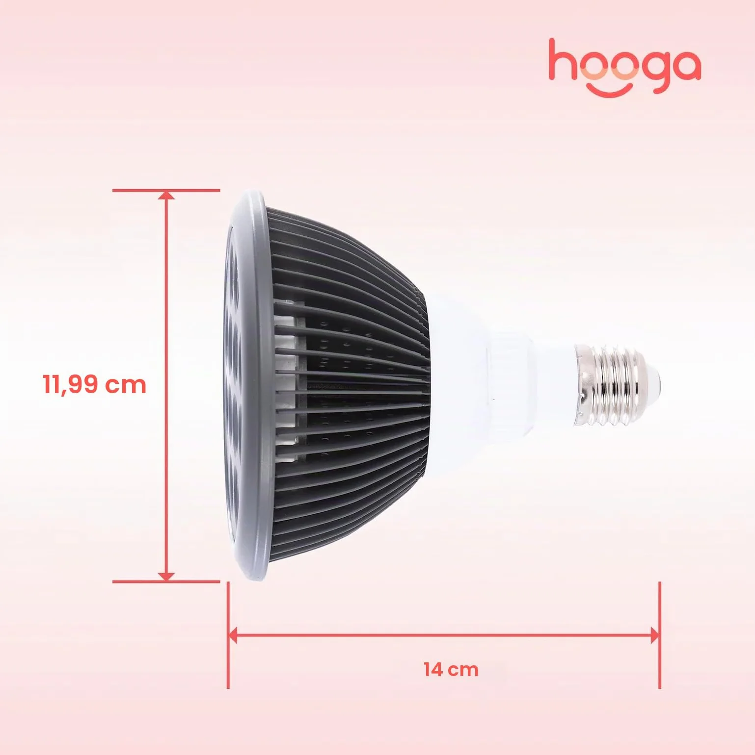 hooga Red Light Therapy by with Power Cord. Red 660nm Near Infrared 850nm 12 LEDs. High Irradiance, Combo Treatment for Skin, Pain Relief, Anti Aging, Muscle Recovery, Performance. HG24.