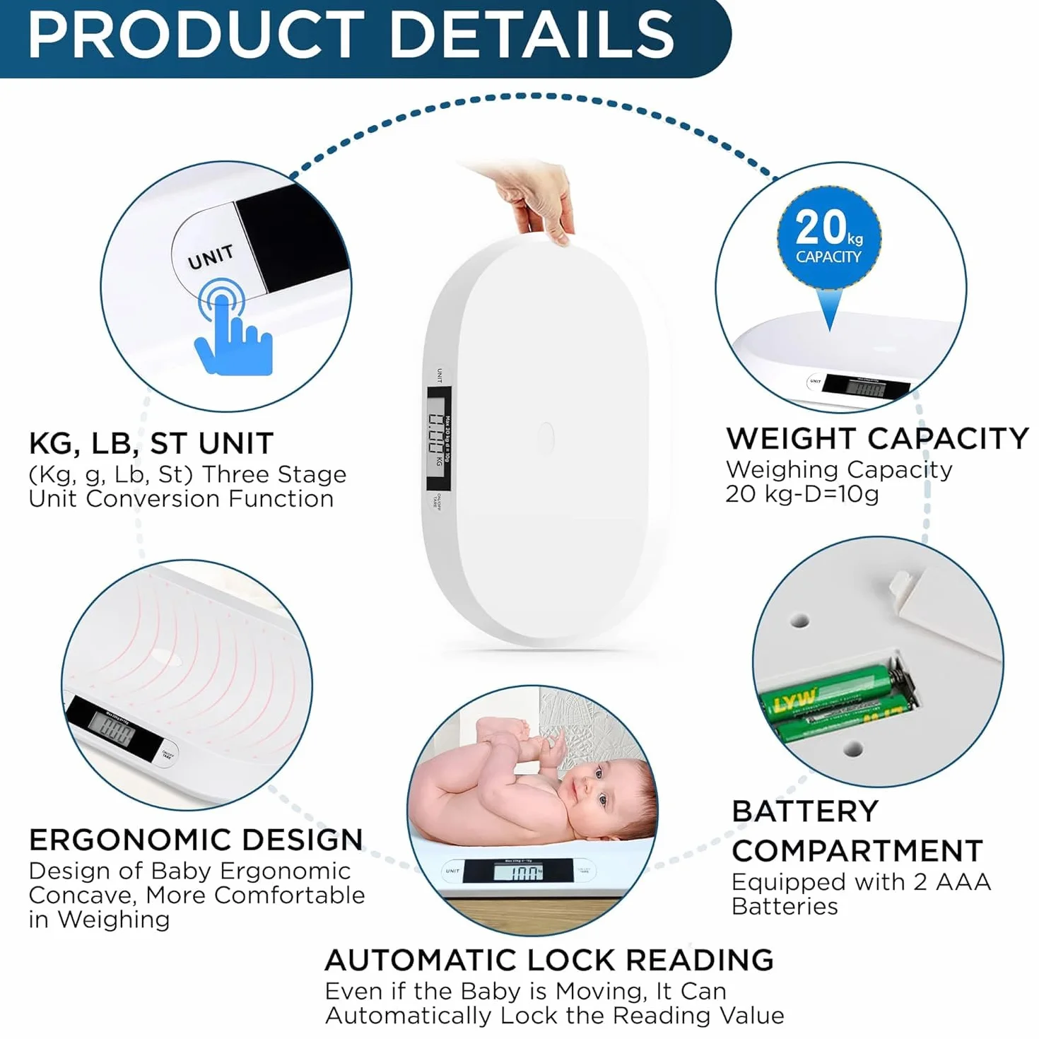 Báscula digital para bebés hasta 20 kg