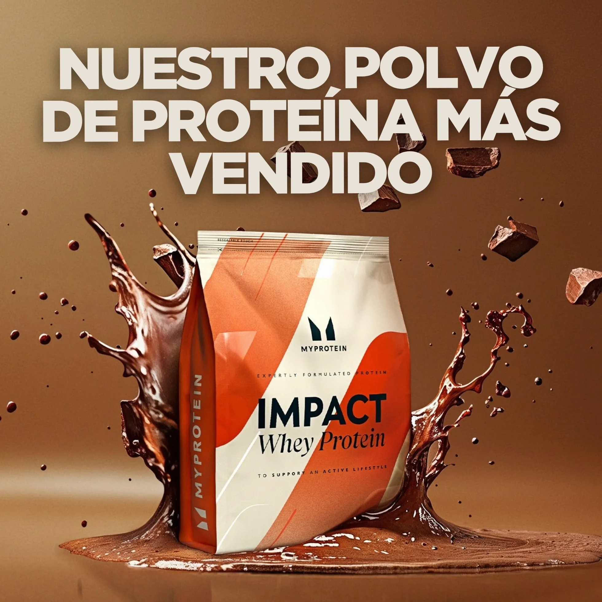 Myprotein Impact Proteína de suero en polvo Chocolate natural 30 porciones 23 g proteína por porción Bajo en grasas y azúcares