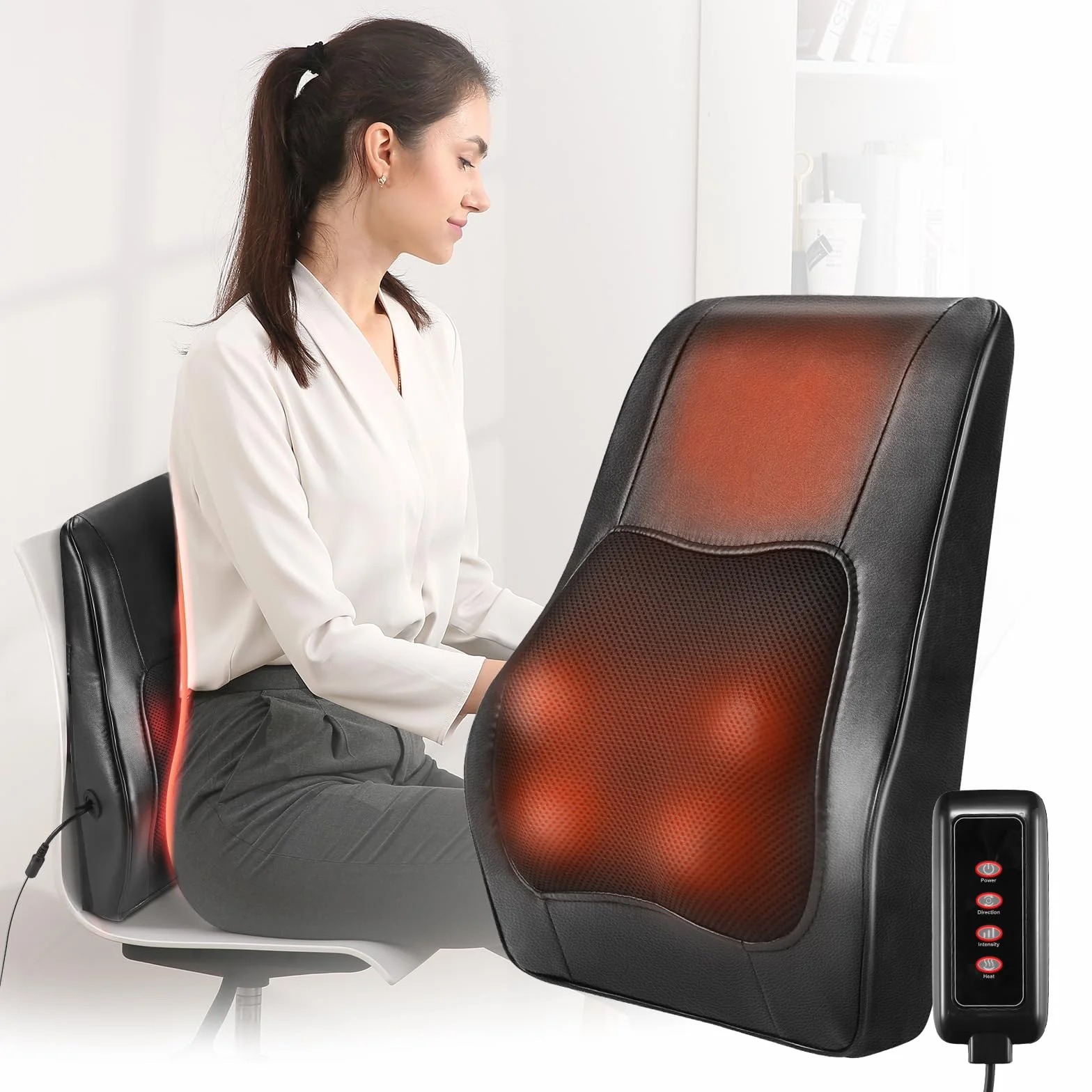 Careboda Masajeador Espalda con Calor, 3 Velocidades Eléctrico Shiatsu Almohada Masaje Cervical