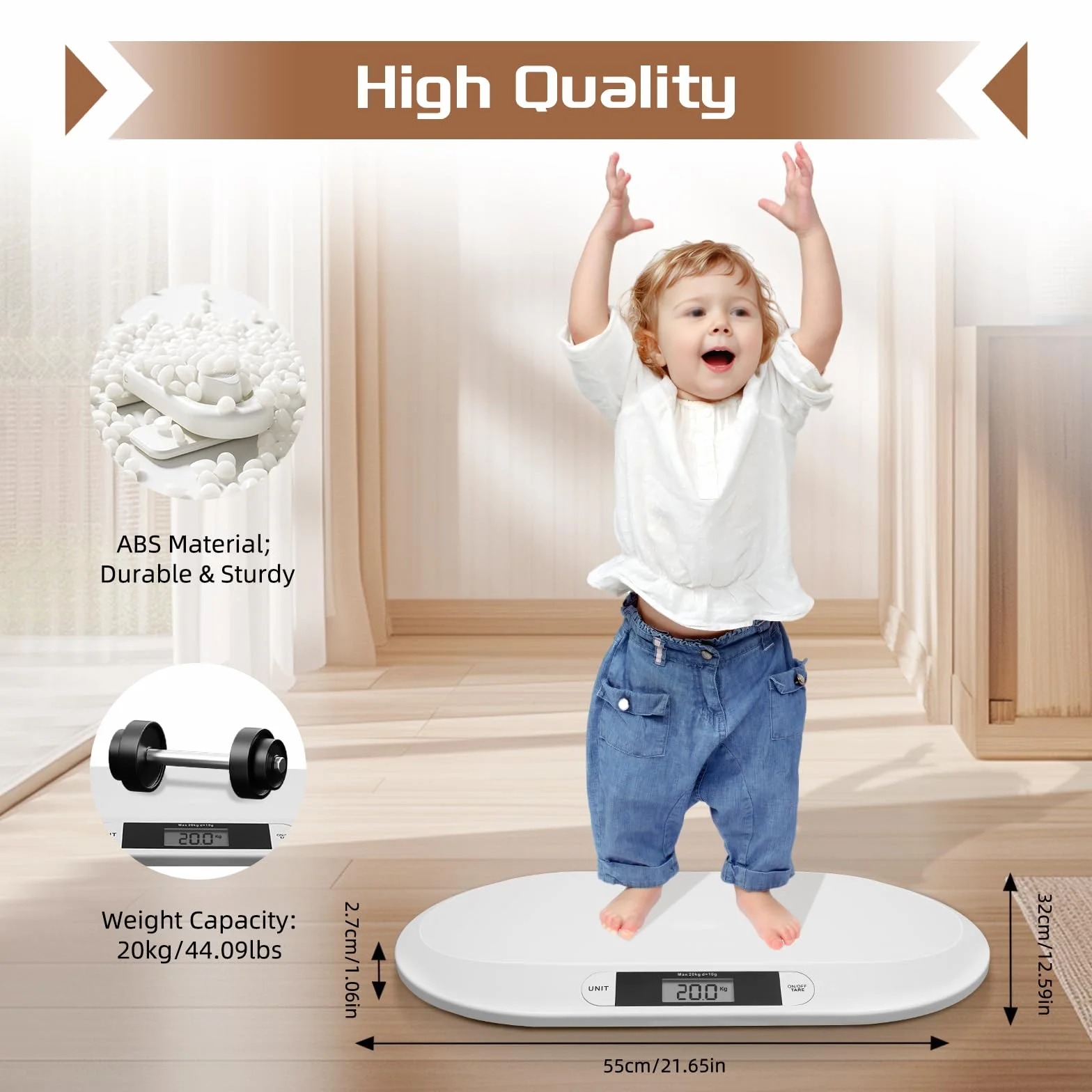 Báscula digital inteligente para bebé, gatos y animales pequeños, hasta 44 libras, con apagado automático, 3 unidades