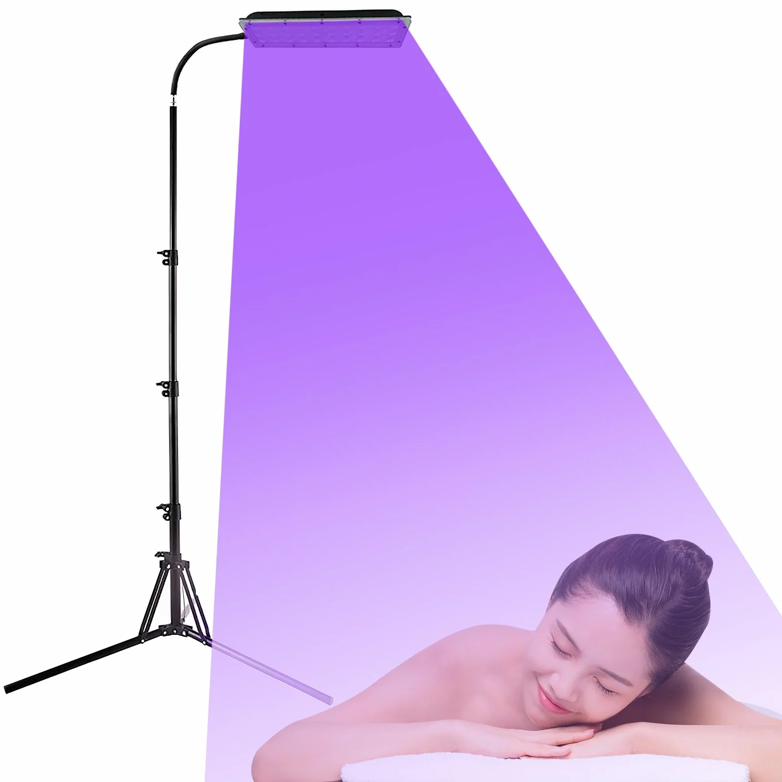 5 Niveles Lámpara Solar 90 Leds, 5-30 Minutos De Sincronización Lámpara De Bronceado Giratoria De 180 °, Lámpara Solar Uv De 38.5 a 78.7 Pulgadas Con Máscara De Ojos Para Piel De Bronce Antiguo