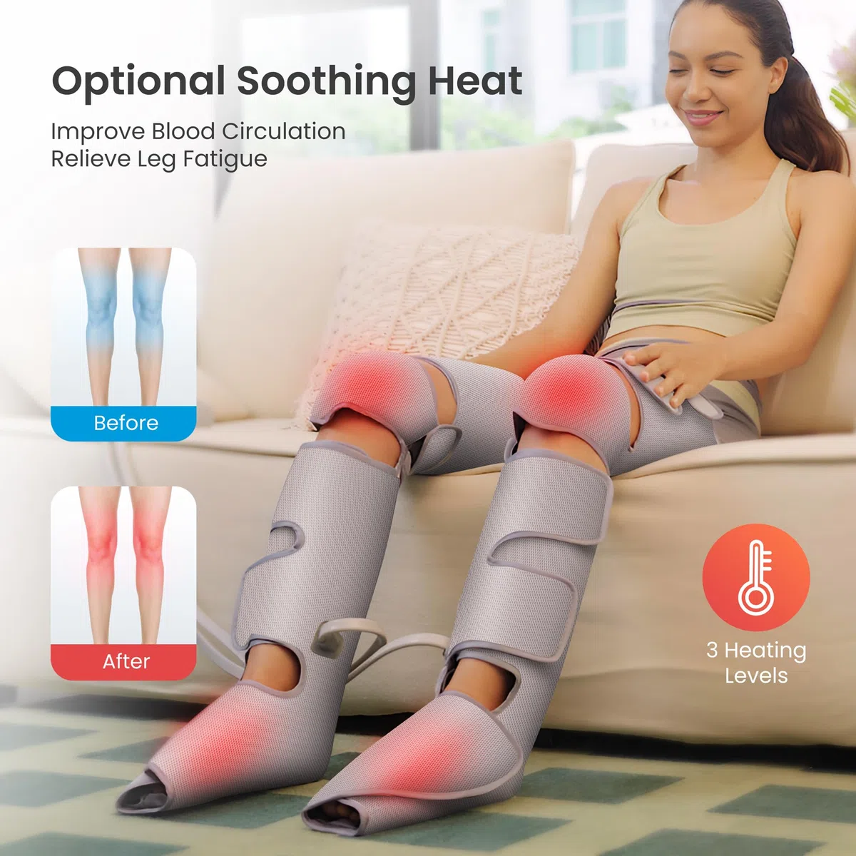 Snailax Masajeadora de Piernas con Compresión, Masajeador de Rodillas y Pantorrillas con Calor, 4D Masajeador Piernas Tejido Profundo Amasamiento, Regalos para Mujeres Hombres,Gris