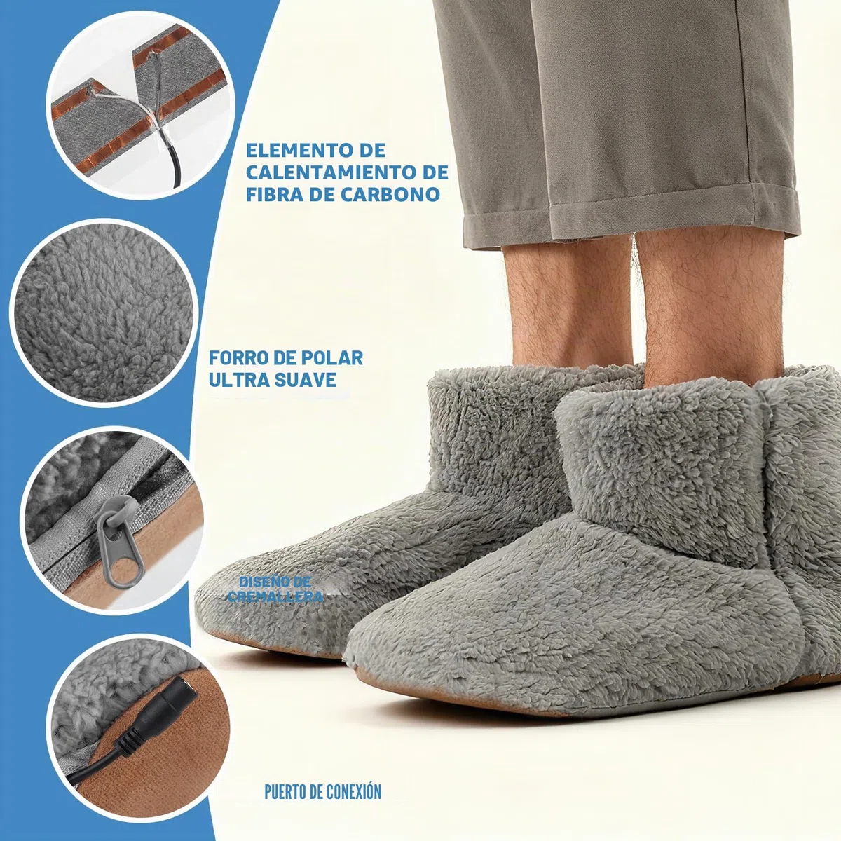 Calentador De Pies Electrico, Zapatillas Con Calefacción Eléctrica, Zapatillas De Calefacción Por USB, Calentadores De Pies Eléctricos, Zapatill Calefactables Para Adultos Interior Y Exterior (39-43)