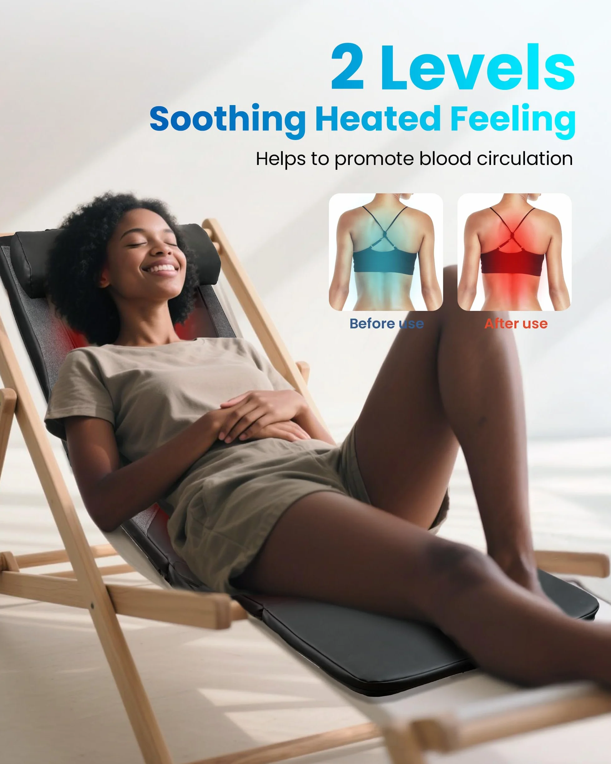 COMFIER Colchoneta de Masaje Cuerpo Completo con Calor y Masaje Shiatsu en la Espalda, Masaje Profundo, Masajeador de Espalda Función de Vibración, Apta para Sillas, Sofás o Camas, Regalo Mujer Hombre