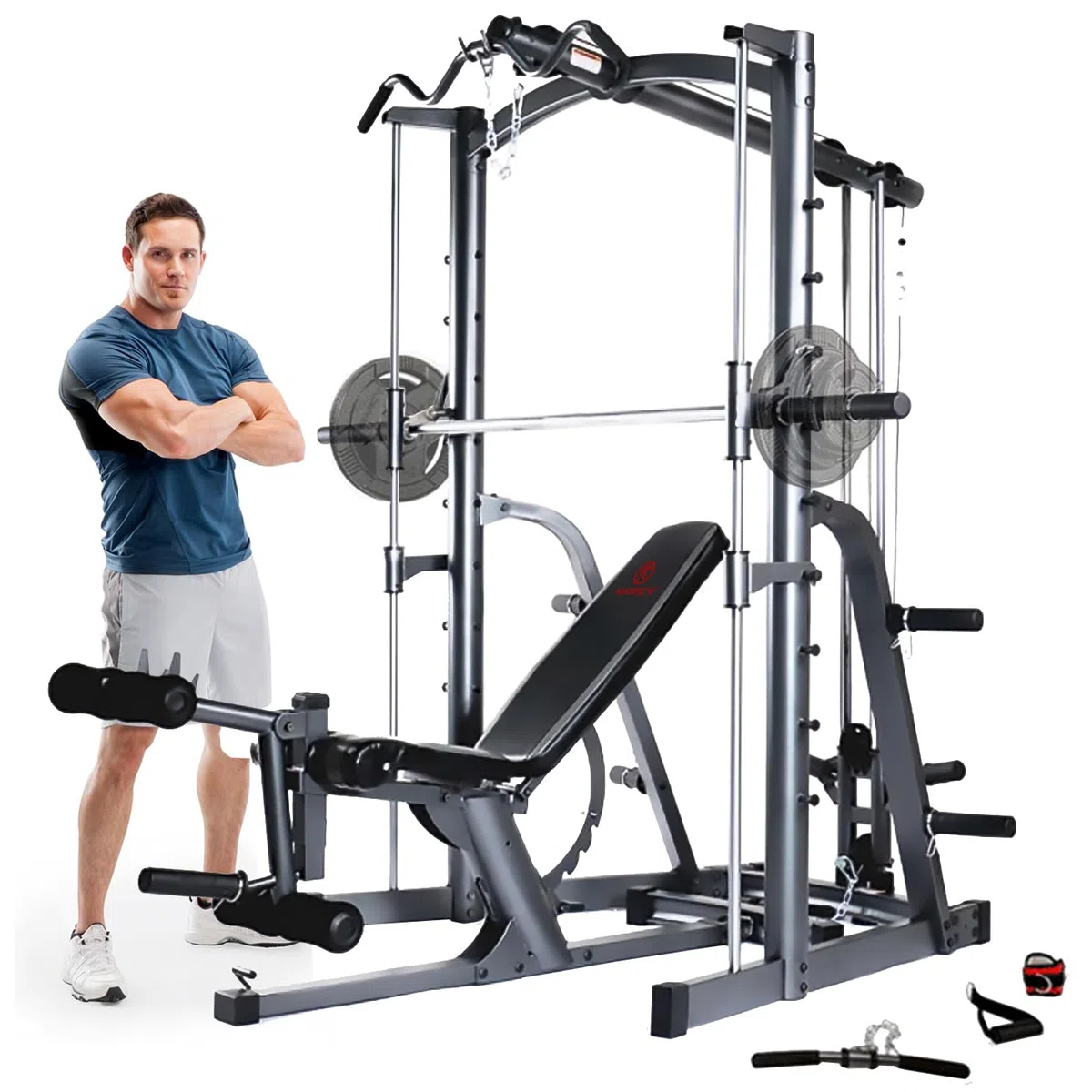 Marcy Smith MWB1282 - Sistema de polea de Cable y máquina con Banco de Pesas - Home Gym MWB1282 Platinum