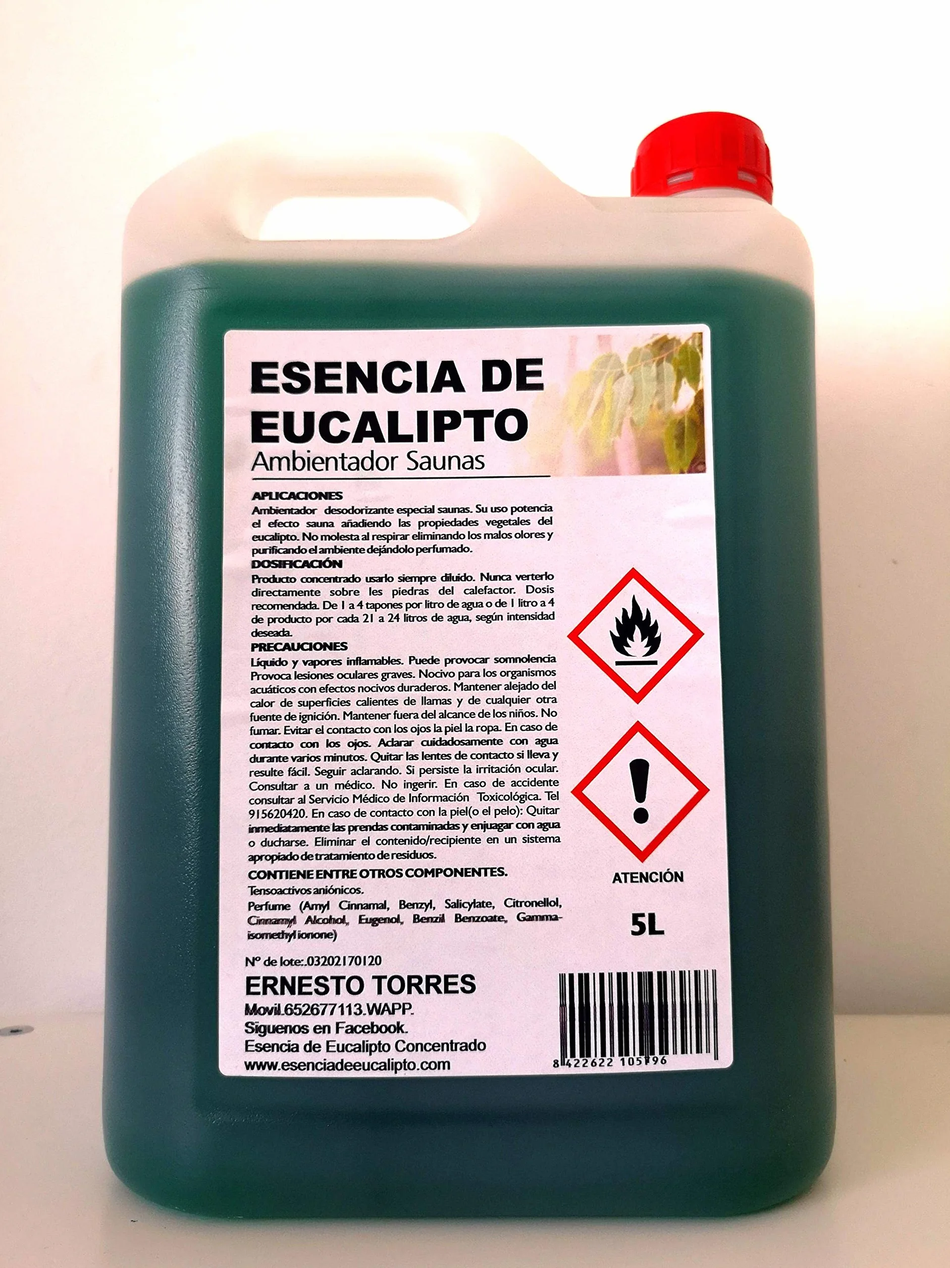 LUXURY -| Esencia de Eucalipto para Sauna de Vapor 5 Litros |- Concentrado Líquido Natural, Extracto Profesional y Duradero - Aromatizador Ecológico para Ambientes Relajantes, Bienestar y Aromaterapia