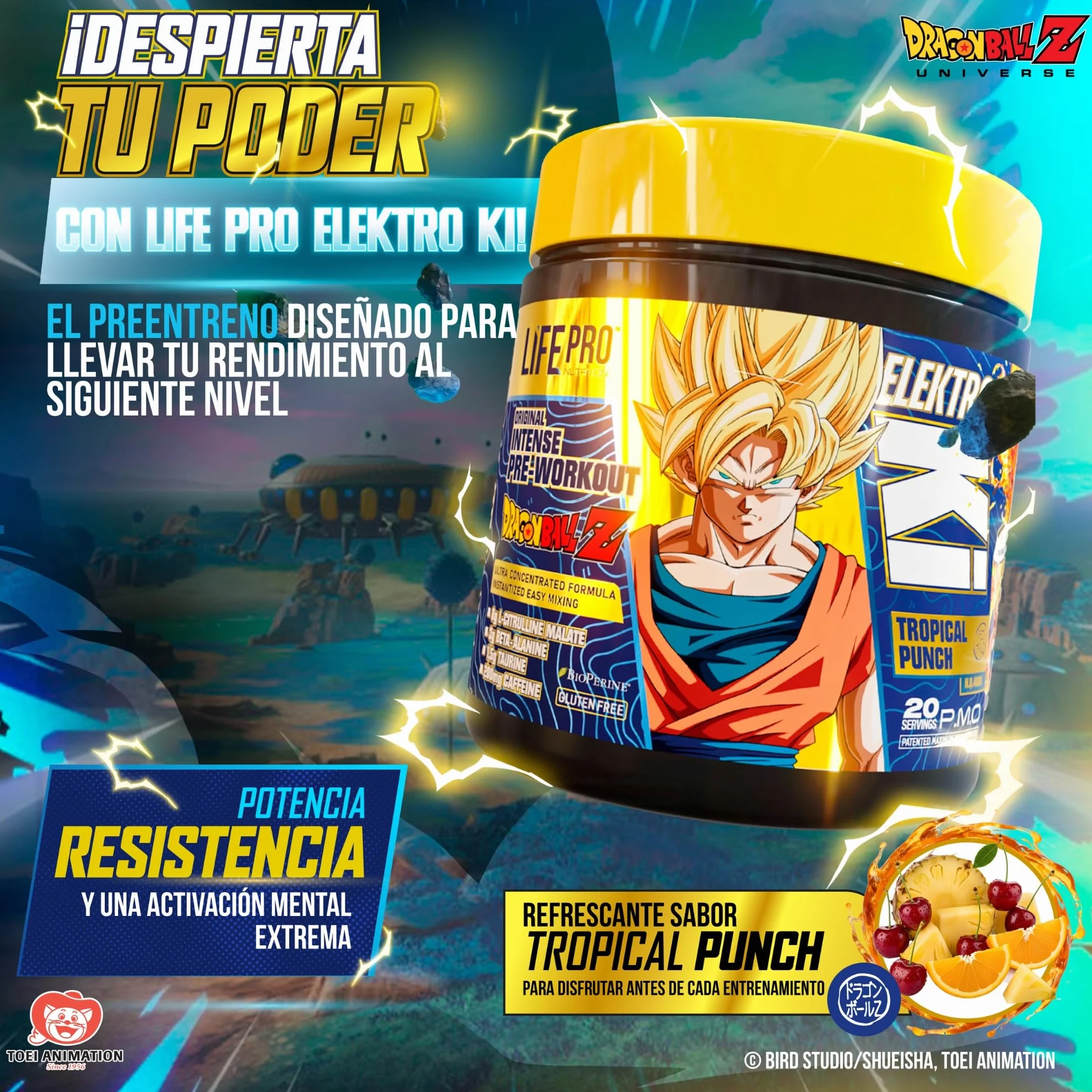 Life Pro Elektro Ki Dragon Ball Z Limited Edition Preentreno 400g Tropical Punch